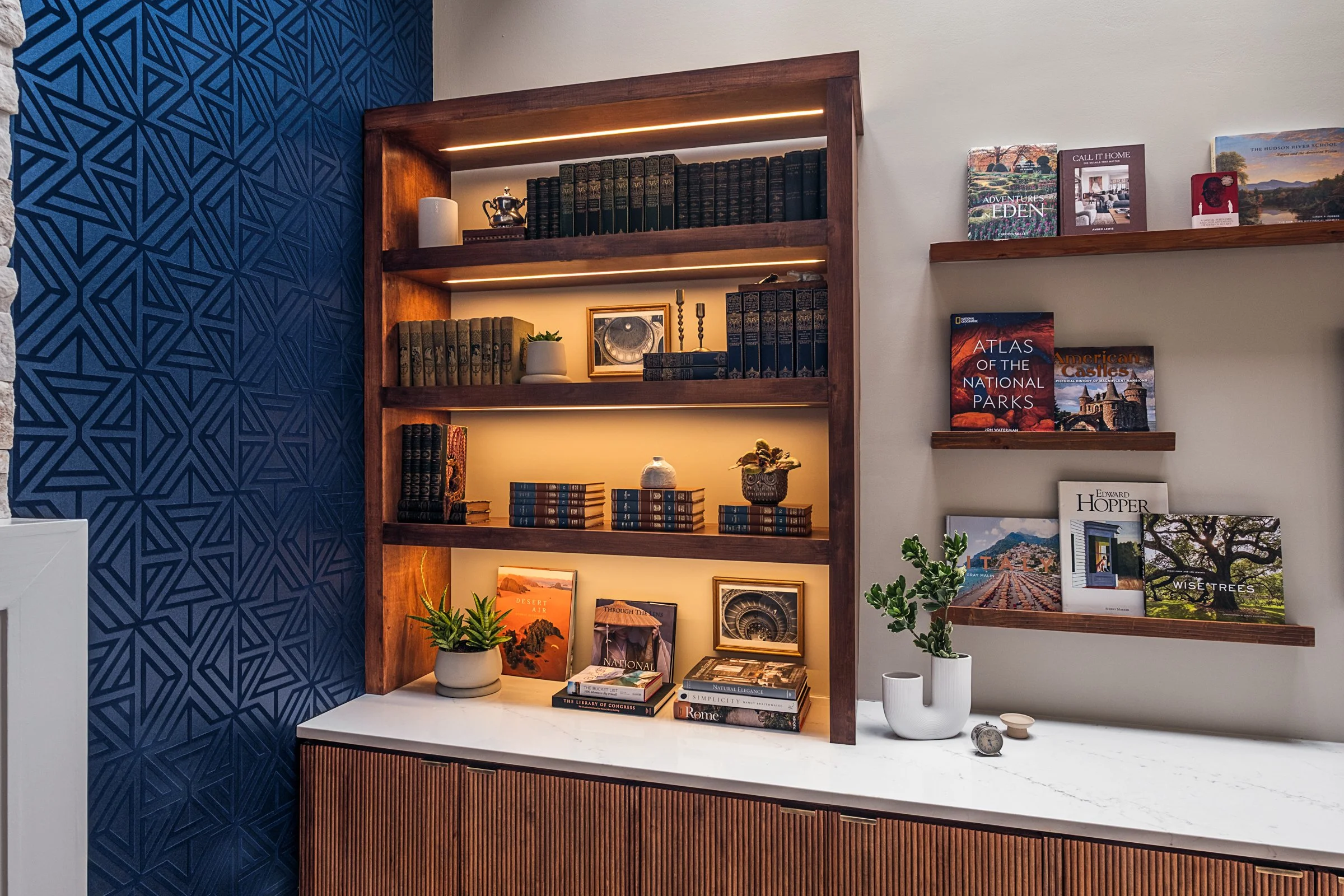 Architectural photography of TK Design Group, showcasing interior design, wall paper, and unique decor. 