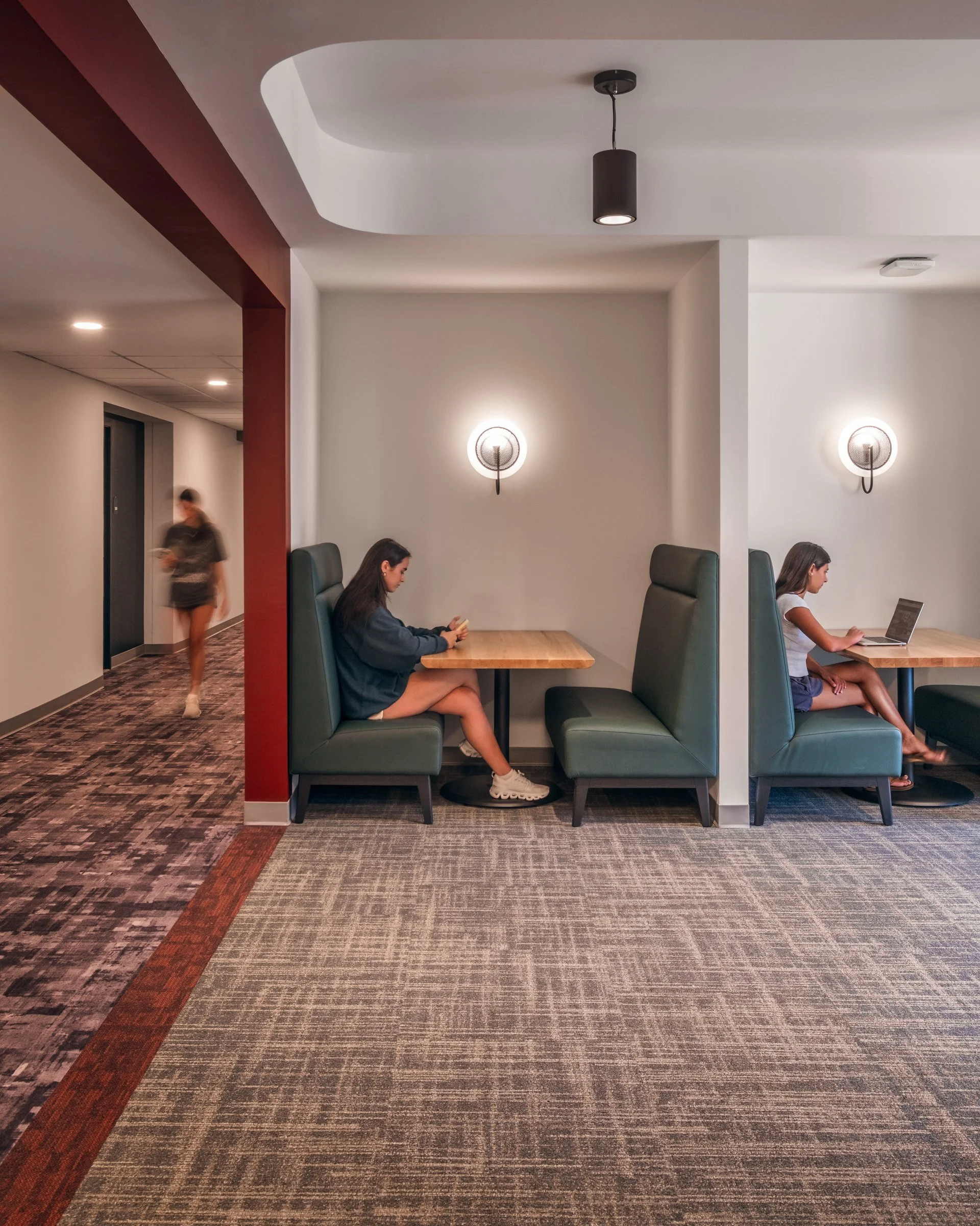 Architectural and lifestyle photography by Paul Lange of Lange Photo Studio, showcasing Gateway 737, a 940-bed student housing community near the University of South Carolina. The series captures the building's modern design, vibrant communal spaces,