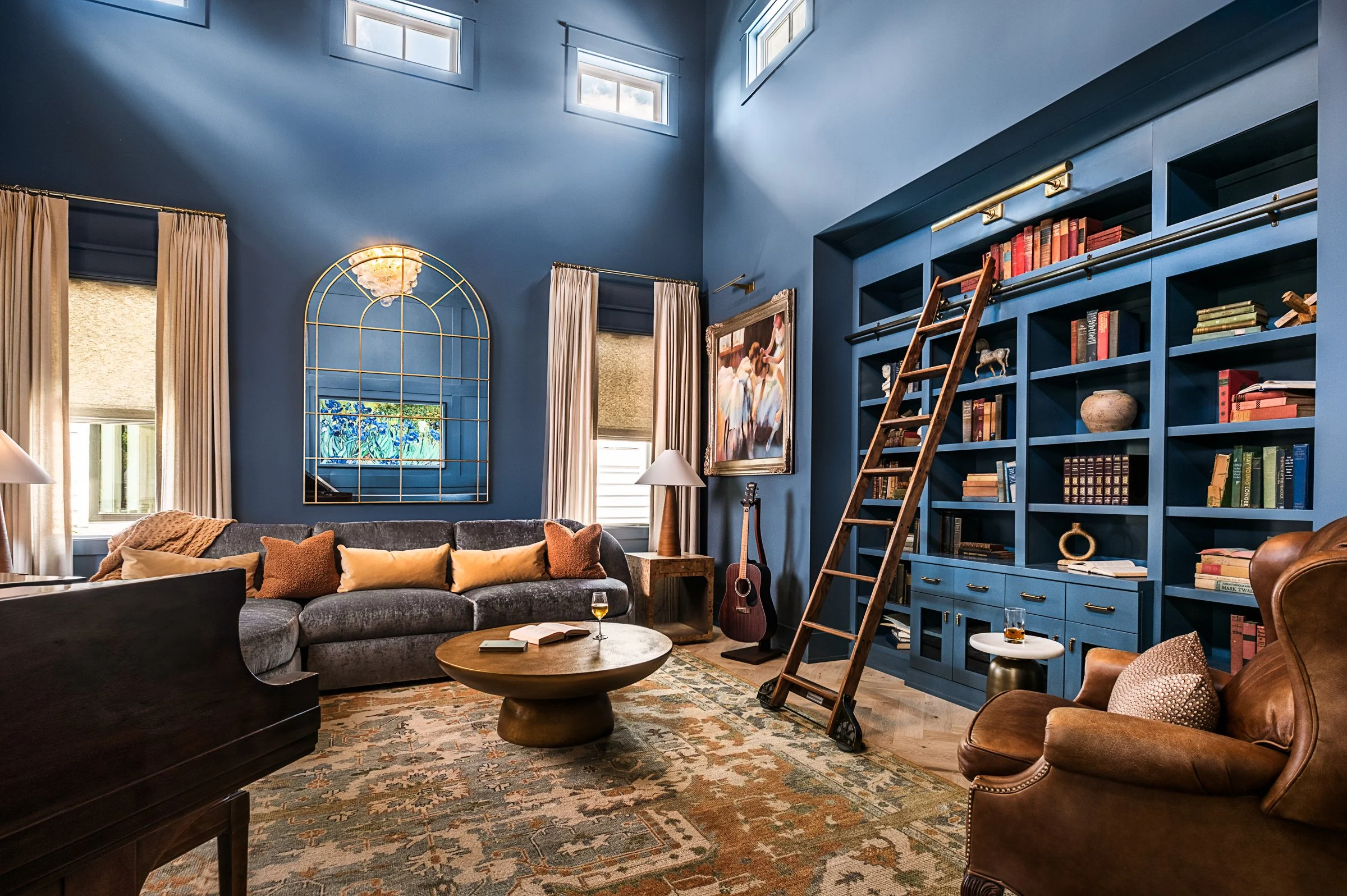 Dwelling Place Interiors luxury residential interior design project featuring a custom kitchen renovation, high-end cabinetry and millwork, detailed tilework, beautifully designed bathrooms, living spaces, bookshelves, and outdoor living areas, photo