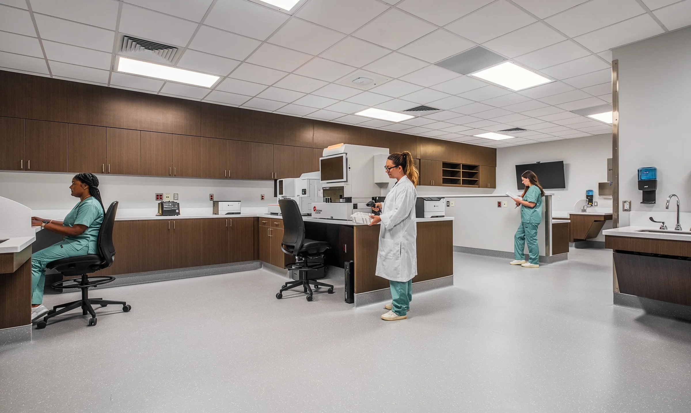 Interior view at Atrium Health Wake Forest, highlighting modern design, function and patient comfort.