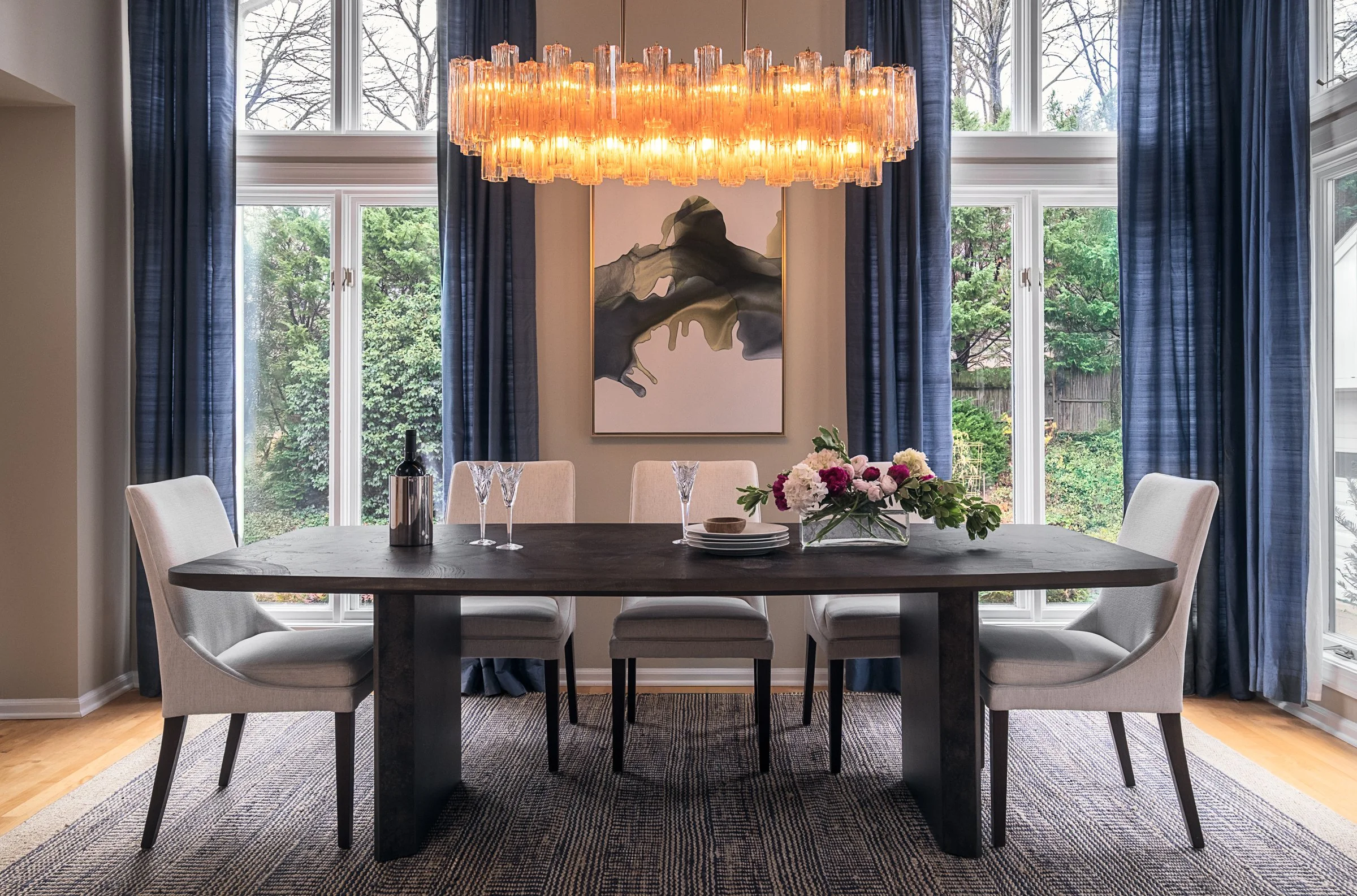 Architectural photography of TK Design Group, showcasing kitchen, interior design, wall paper, and unique decor. 