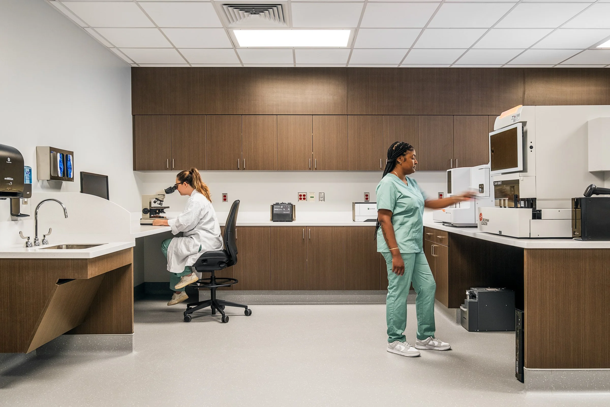 Interior view at Atrium Health Wake Forest, highlighting modern design, function and patient comfort.