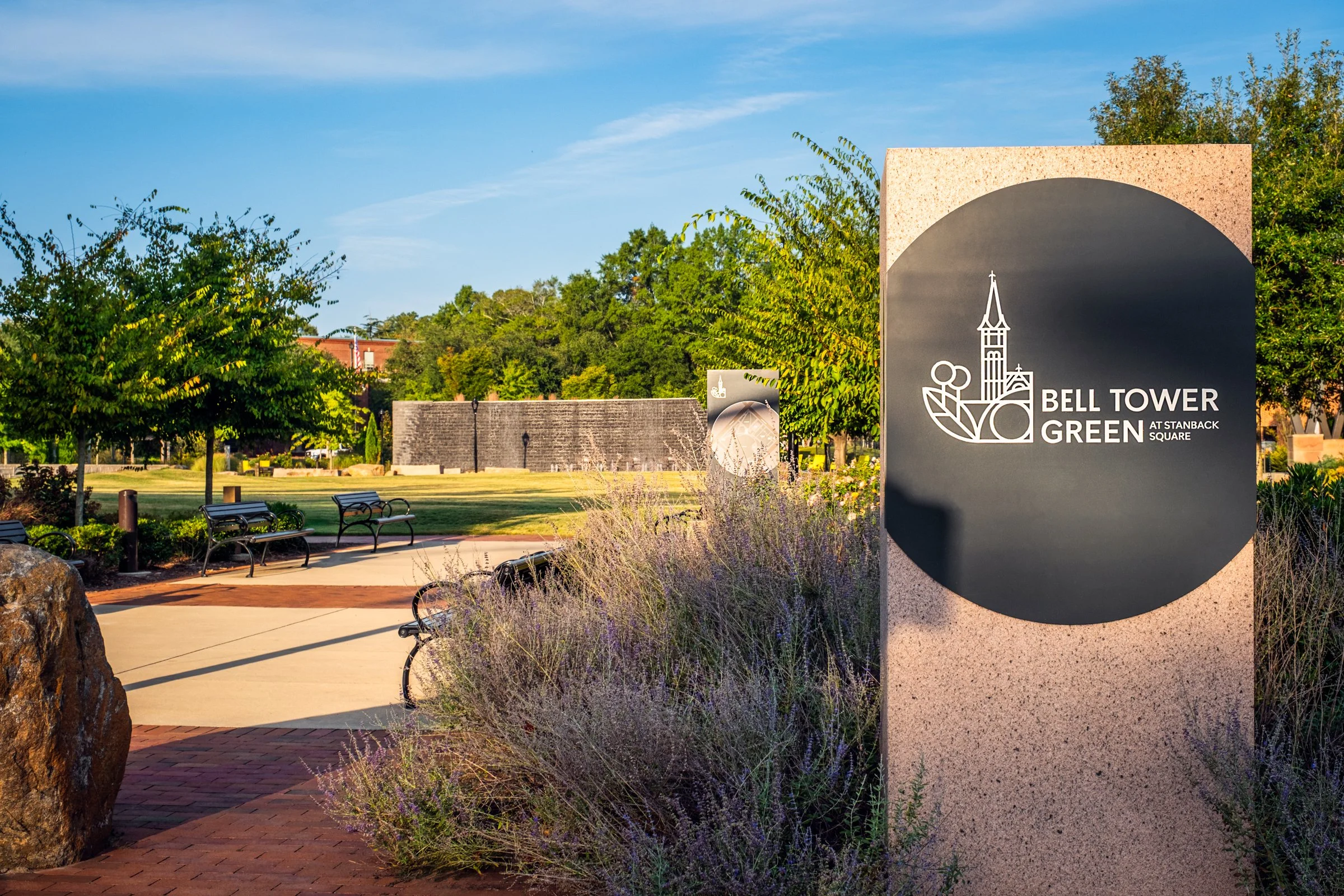 Belltower Green in Salisbury, NC highlighting its modern architecture, public use, and urban setting. Created by Lange Photo Studio.
