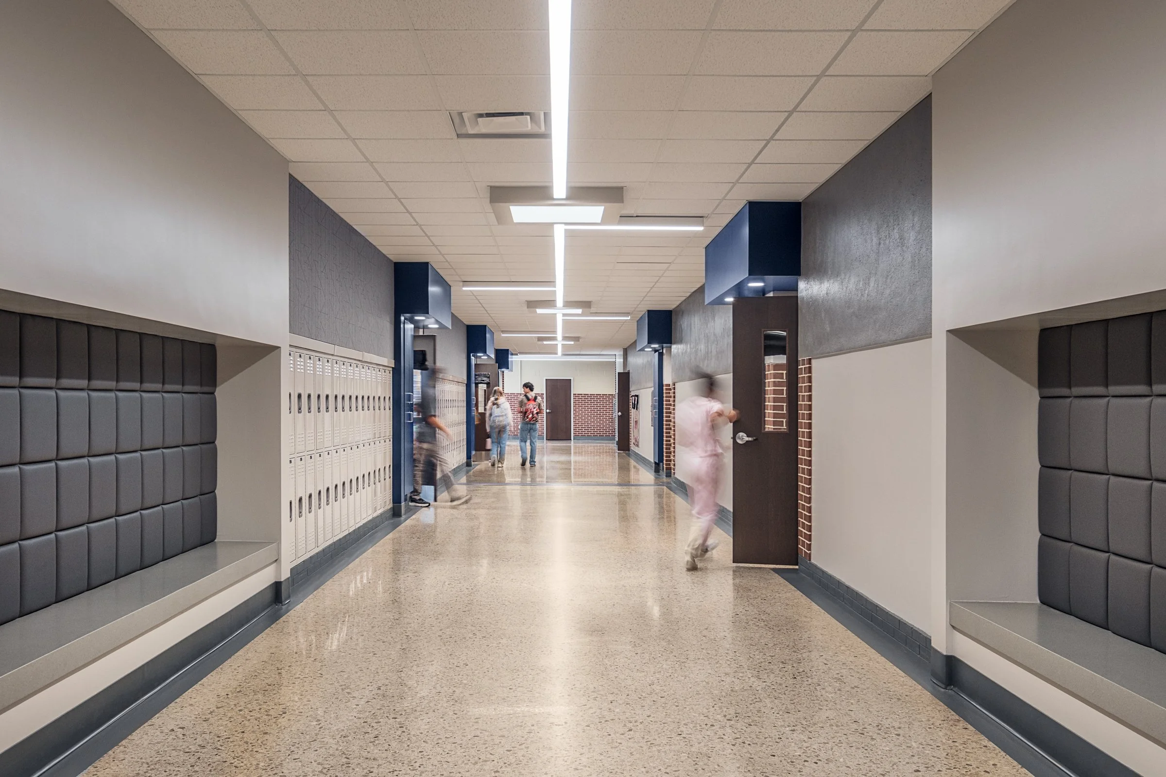 Interior view at Tri-cities Christian academy, highlighting [space/design feature] and the renovated student living environment. Completed by Johnson Architectue and photographed by Lange Photo Studio. 