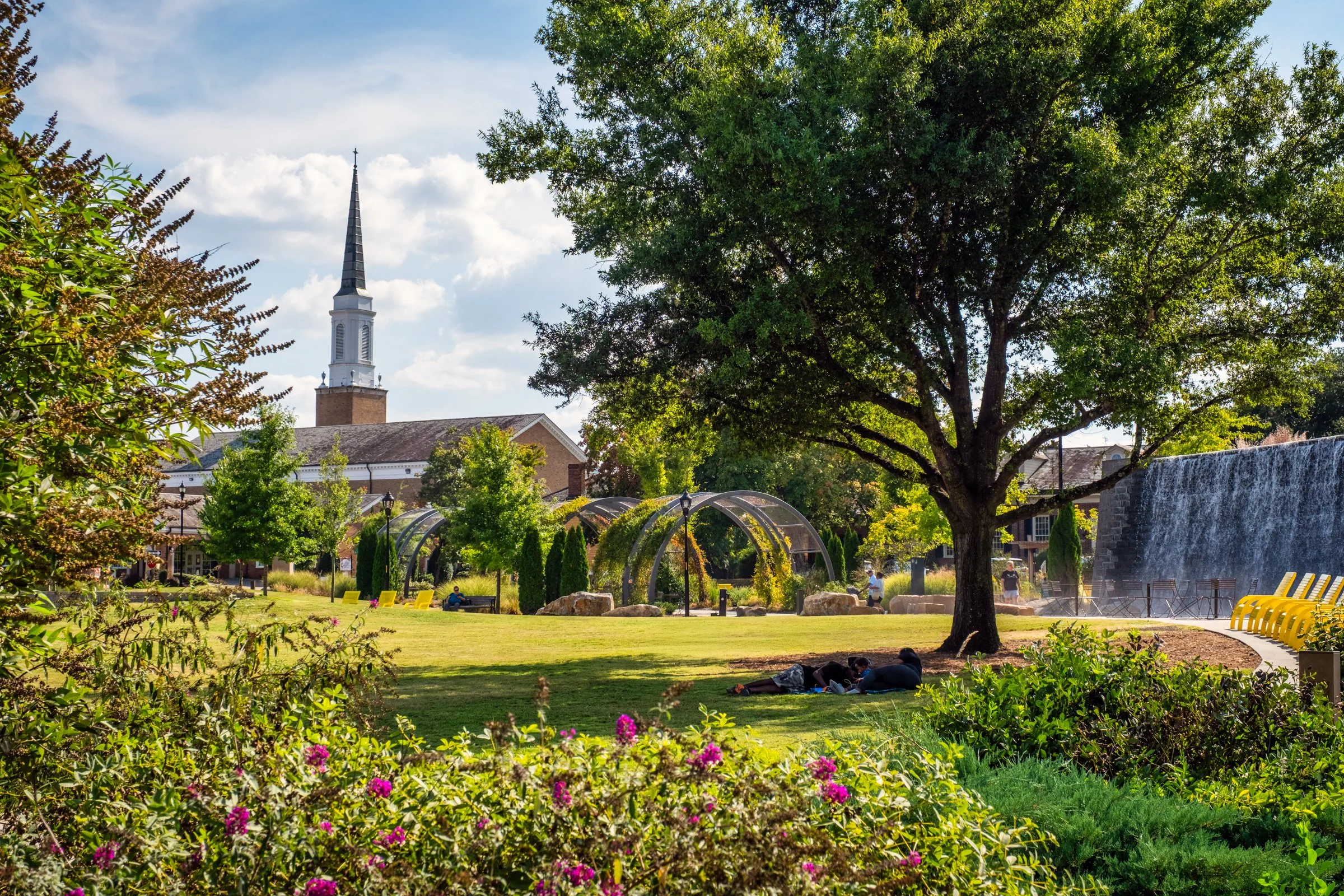 Belltower Green in Salisbury, NC highlighting its modern architecture, public use, and urban setting. Created by Lange Photo Studio.