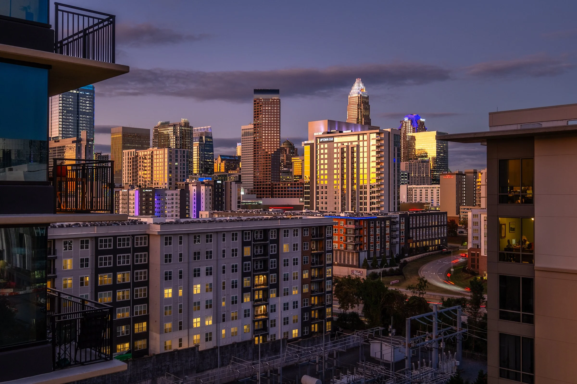 Panoramic view of Village on Morehead development showcasing its integration into Charlotte's urban landscape
