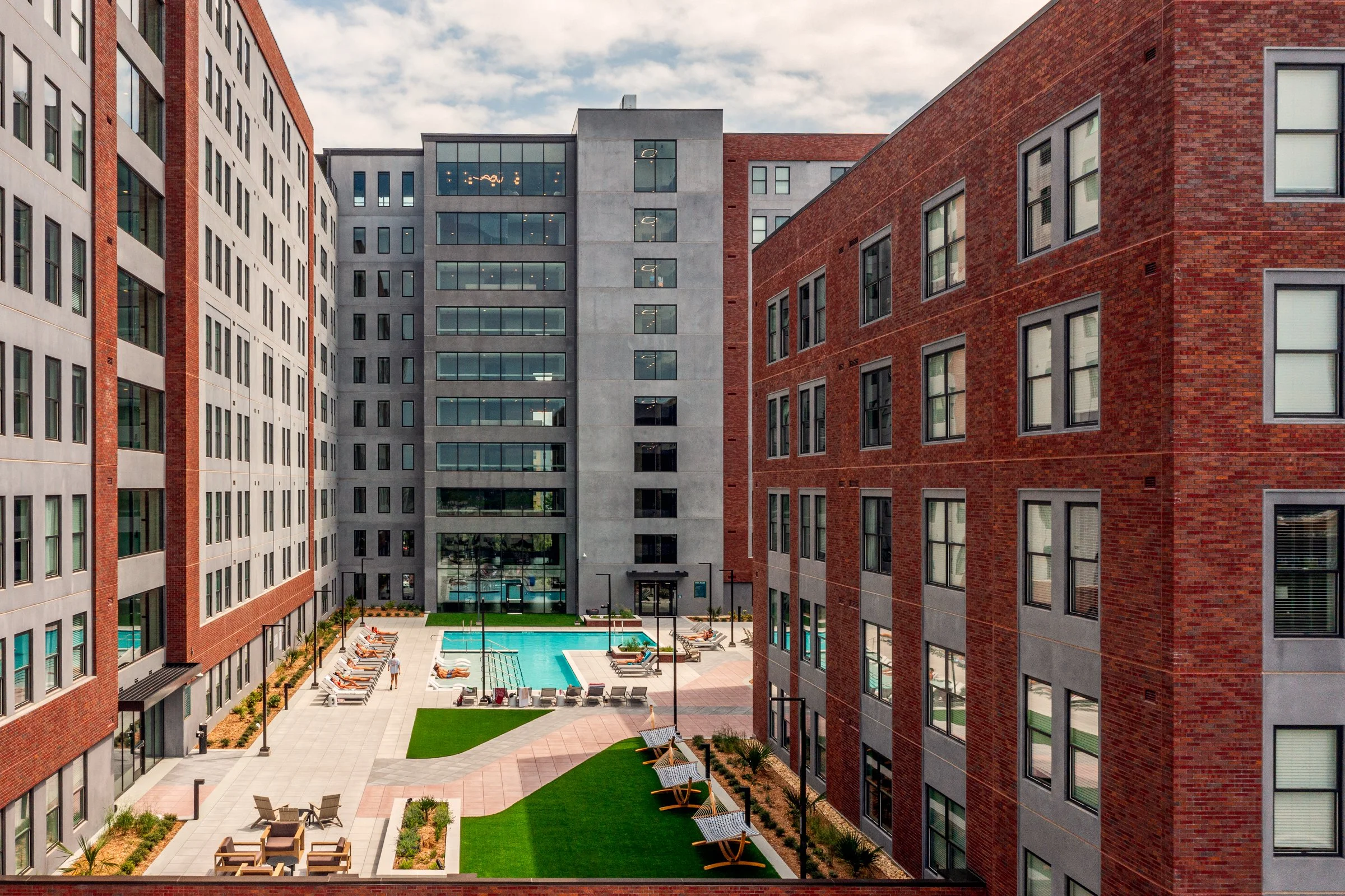 Architectural and lifestyle photography by Paul Lange of Lange Photo Studio, showcasing Gateway 737, a 940-bed student housing community near the University of South Carolina. The series captures the building's modern design, vibrant communal spaces,