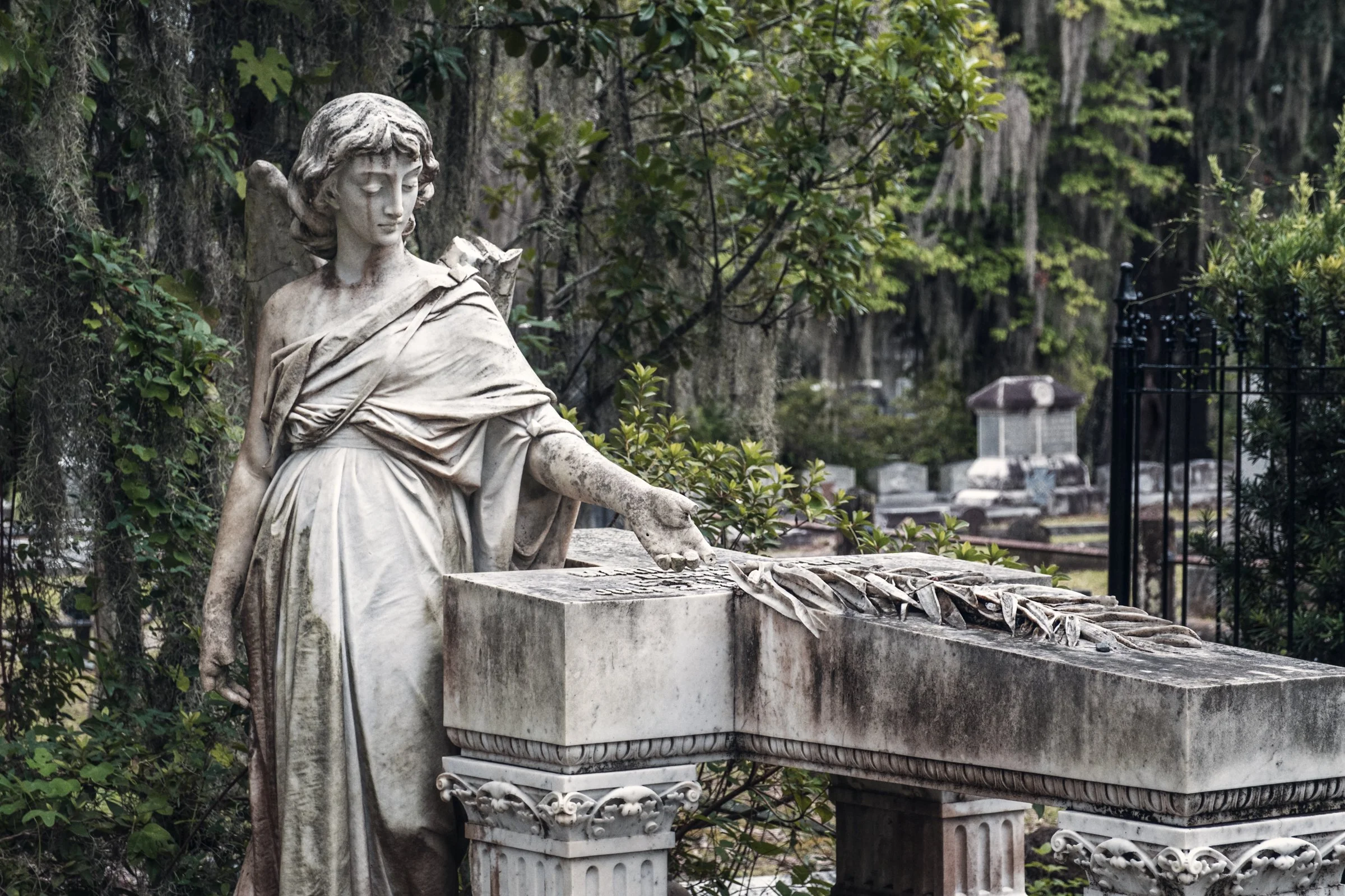 Colonial Park Cemetery, Laurel Grove Cemetery, Bonaventure Cemetery, gravestones, statues, Intimate Moments Within Savannah's Historic Cemeteries