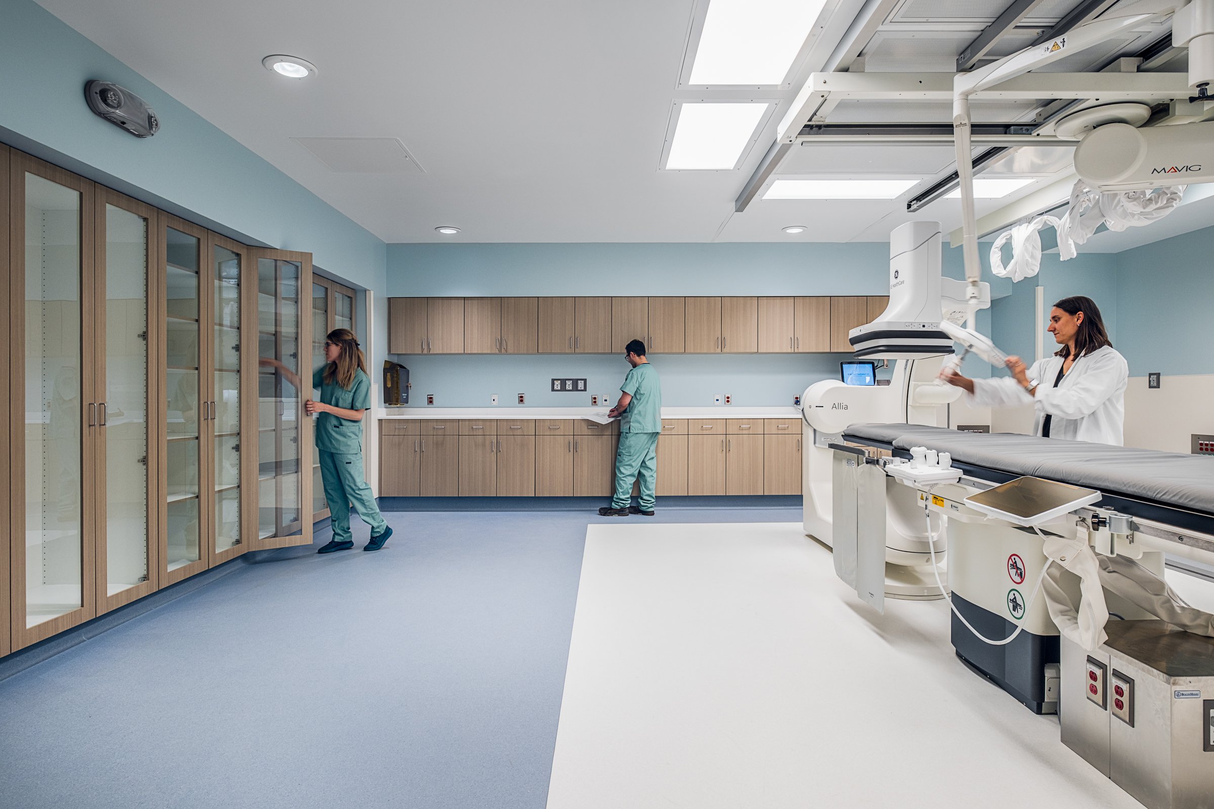 Interior view at Atrium Health Wake Forest, highlighting modern design, function, and sophisticated equipment. 