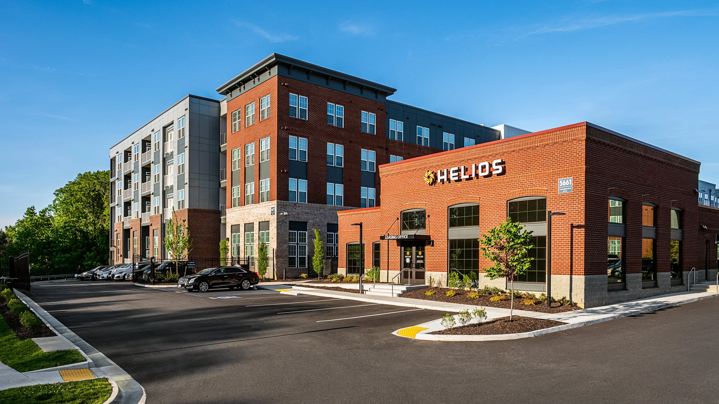 Architectural photography by Paul Lange of Lange Photo Studio, showcasing Helios Apartments in Richmond, VA. The series captures the building's modern design, vibrant communal spaces, rooftop lounge, resort-style pool, highlighting the dynamic living