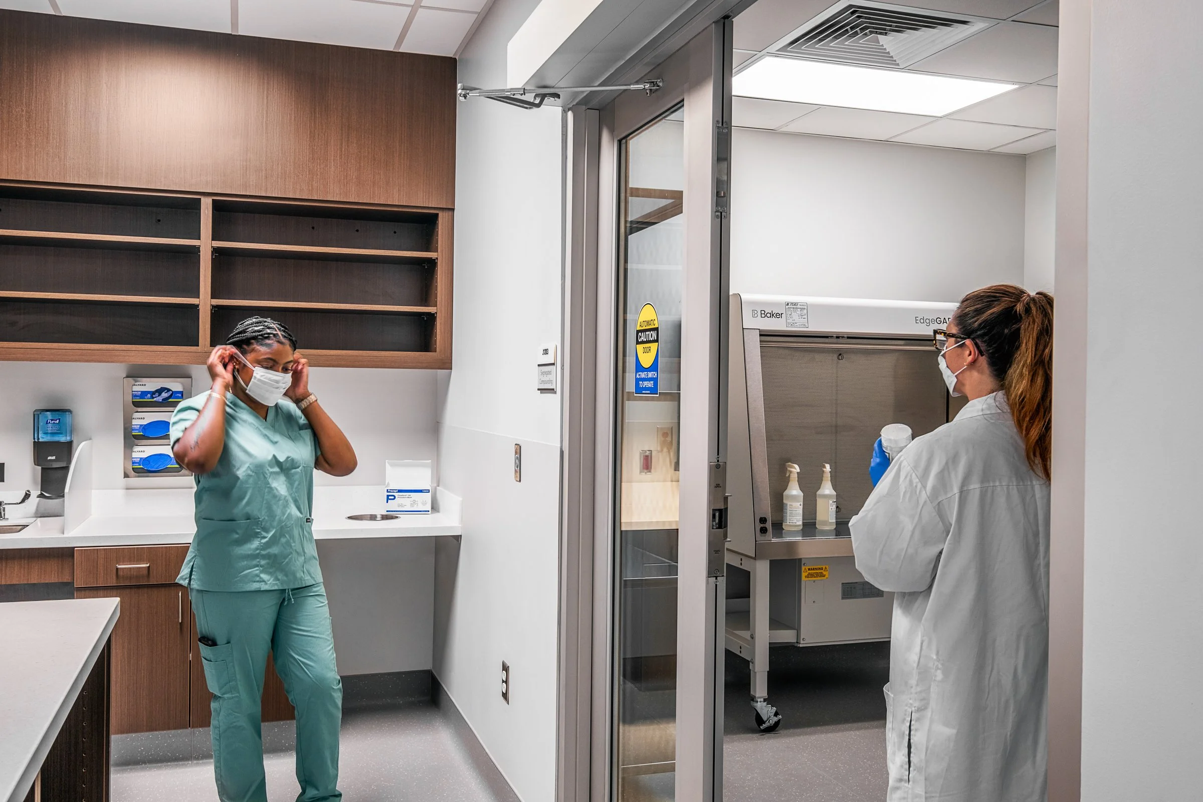 Interior view at Atrium Health Wake Forest, highlighting modern design, function and patient comfort.