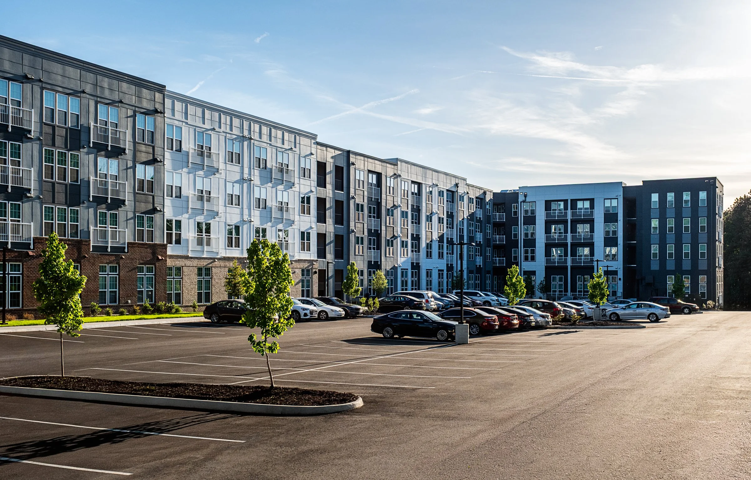Architectural photography by Paul Lange of Lange Photo Studio, showcasing Helios Apartments in Richmond, VA. The series captures the building's modern design, vibrant communal spaces, rooftop lounge, resort-style pool, highlighting the dynamic living
