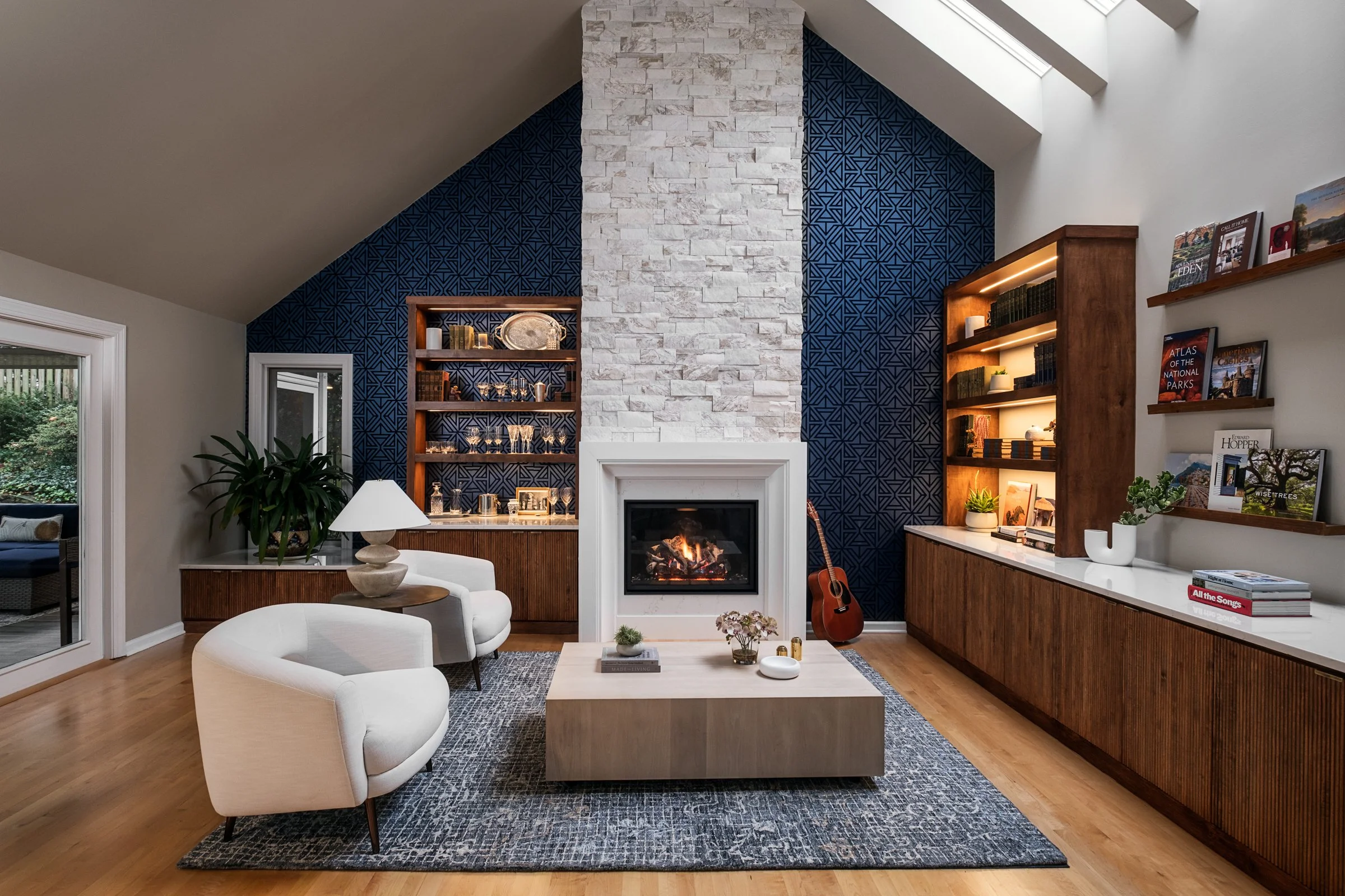 Architectural photography of TK Design Group, showcasing interior design, wall paper, and unique decor. 