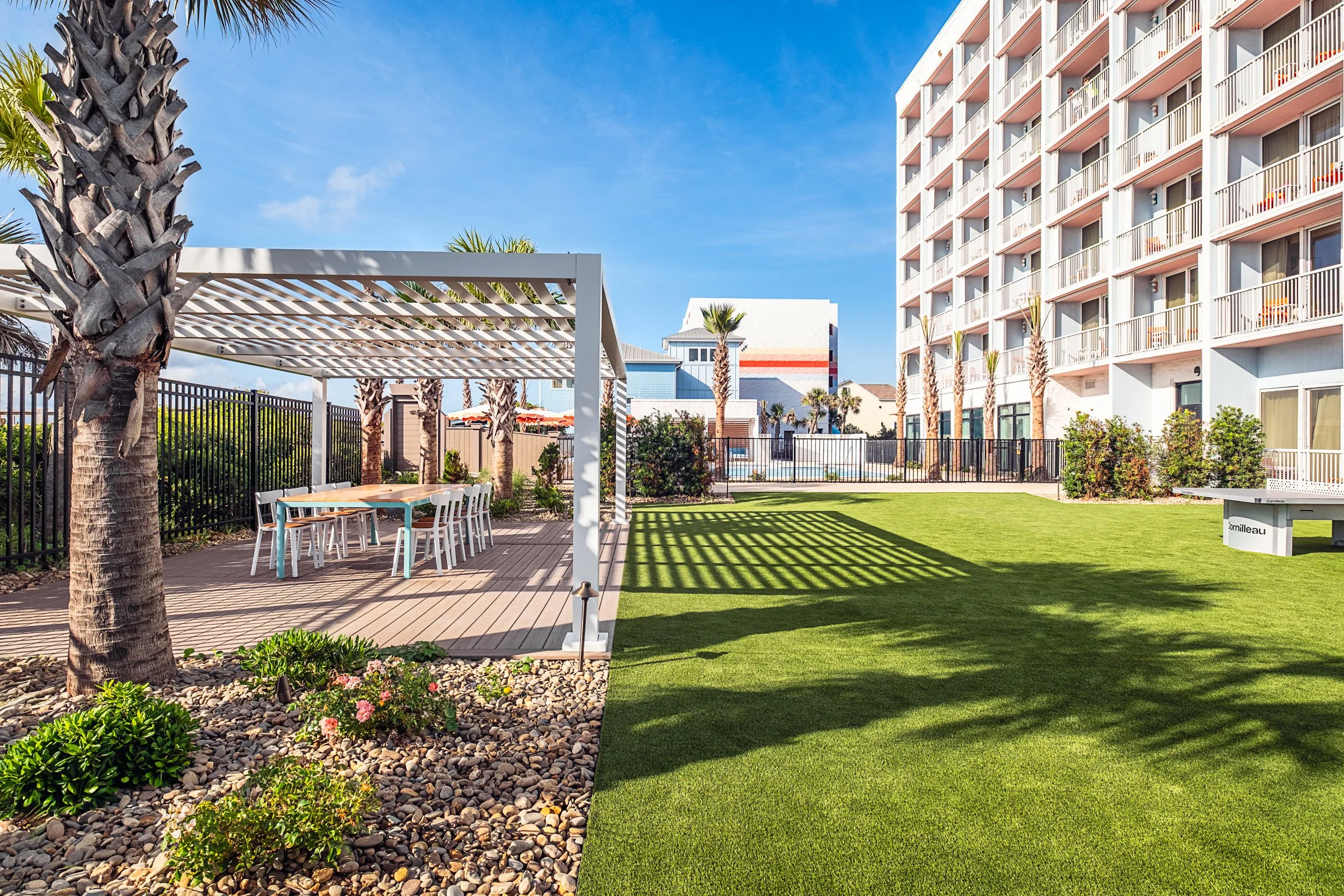 New Turf area photography at Golden Sands Hotel, showing thoughtful composition, branded consistency, fun, and uncluttered guest environment. Photographed by Lange Photo Studio. 