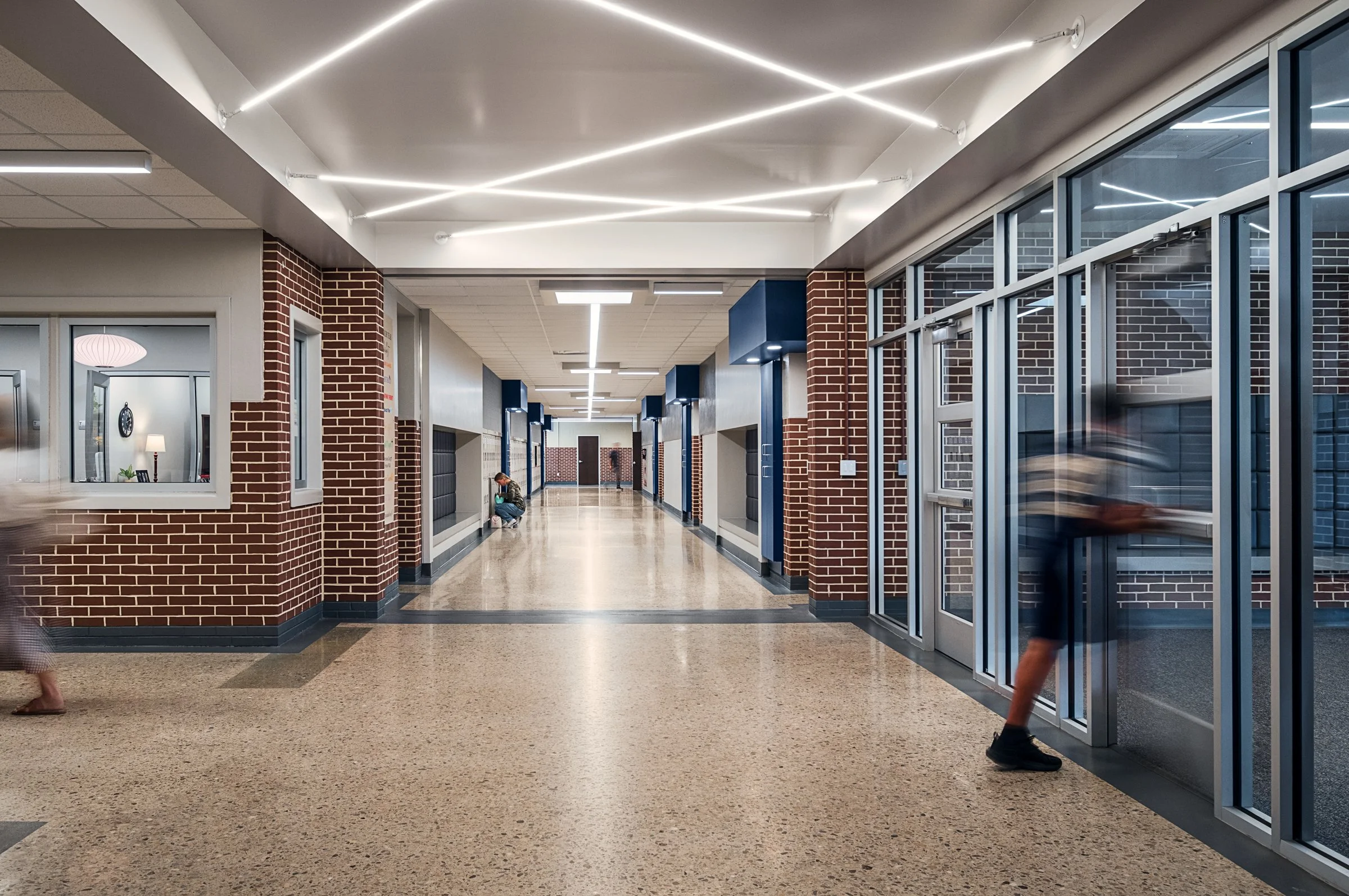 Interior view at Tri-cities Christian academy, highlighting [space/design feature] and the renovated student living environment. Completed by Johnson Architectue and photographed by Lange Photo Studio. 