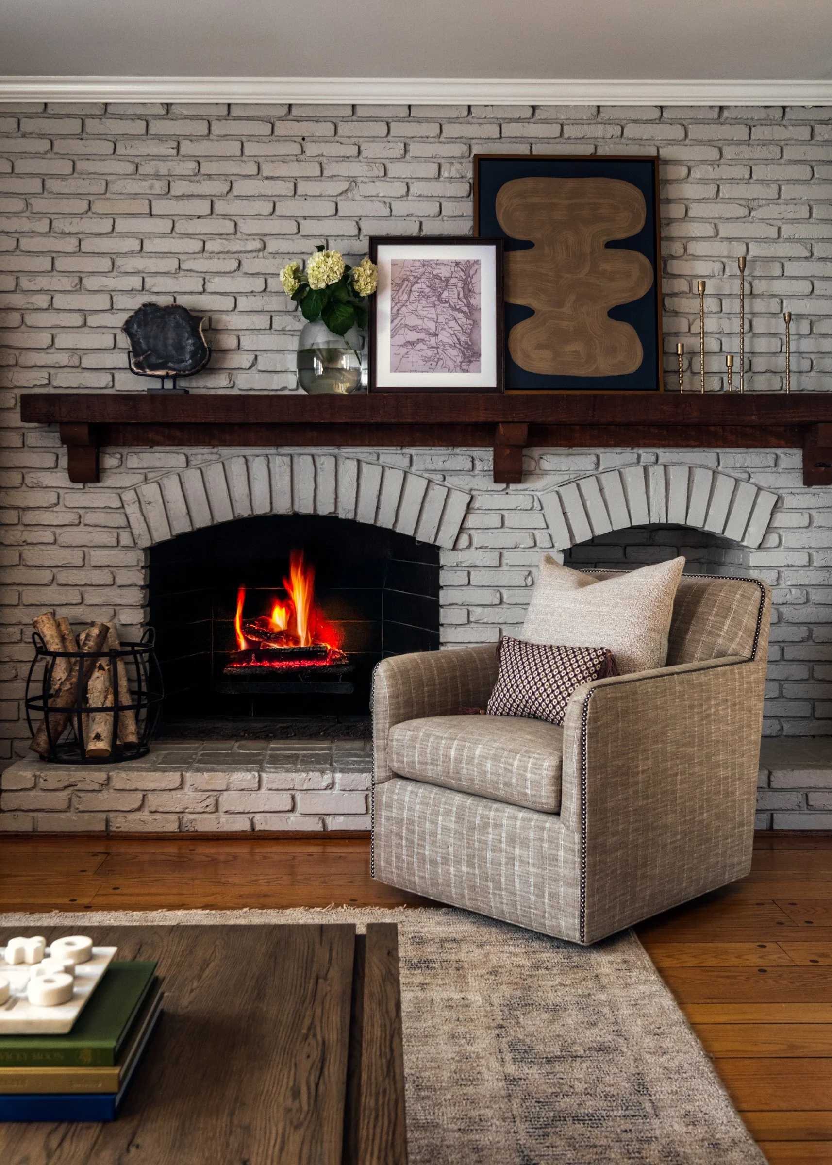 Architectural and design photography of TK Design Group bedroom, moody showcasing interior design.  