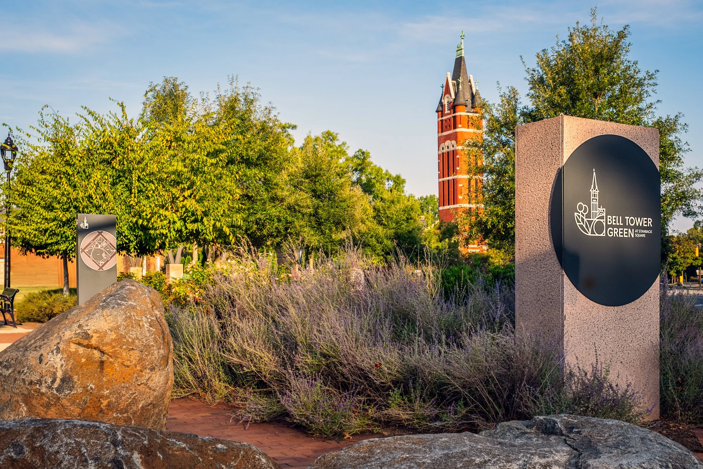 Belltower Green in Salisbury, NC highlighting its modern architecture, public use, and urban setting. Created by Lange Photo Studio.