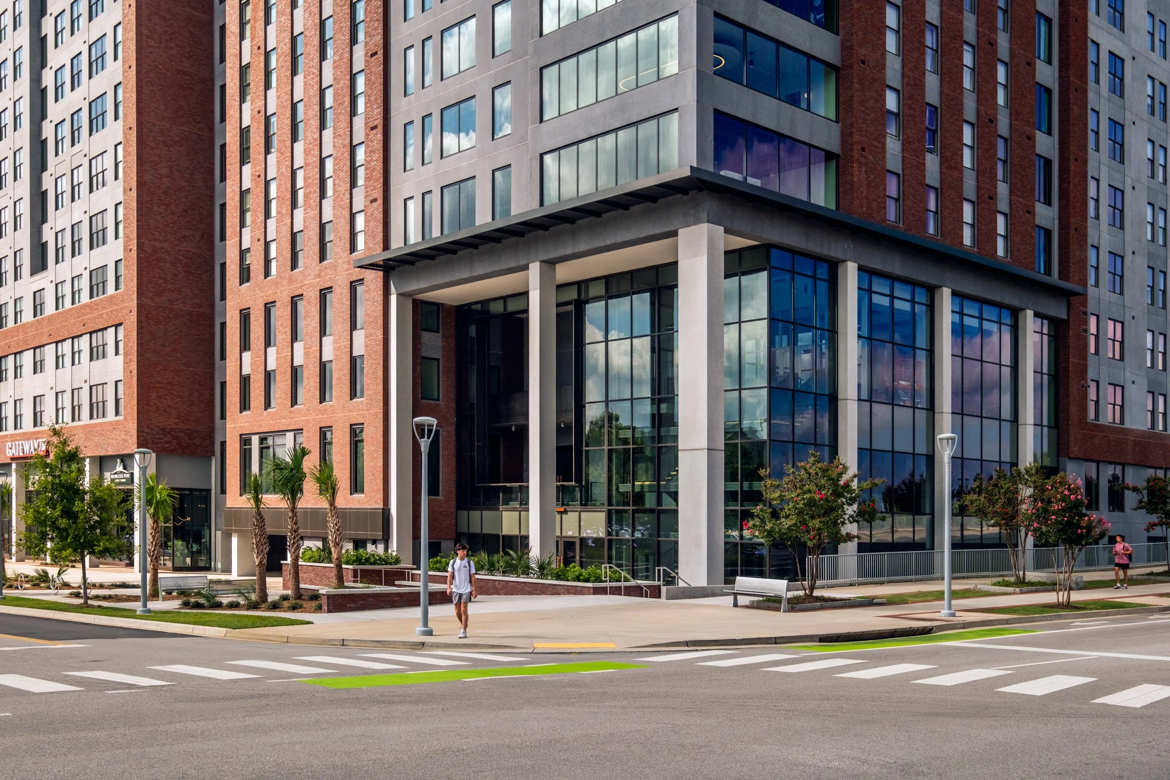 Architectural and lifestyle photography by Paul Lange of Lange Photo Studio, showcasing Gateway 737, a 940-bed student housing community near the University of South Carolina. The series captures the building's modern design, vibrant communal spaces,