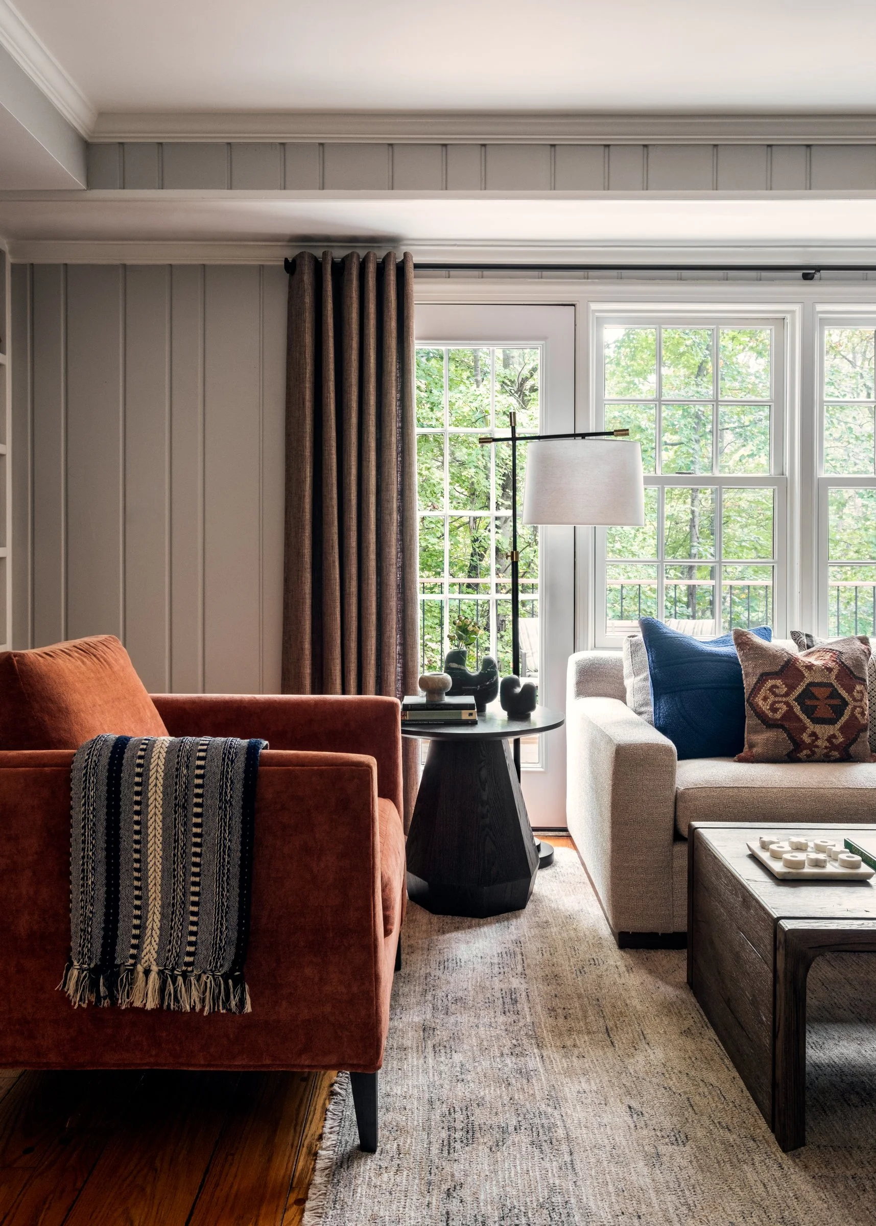 Architectural and design photography of TK Design Group bedroom, moody showcasing interior design.  