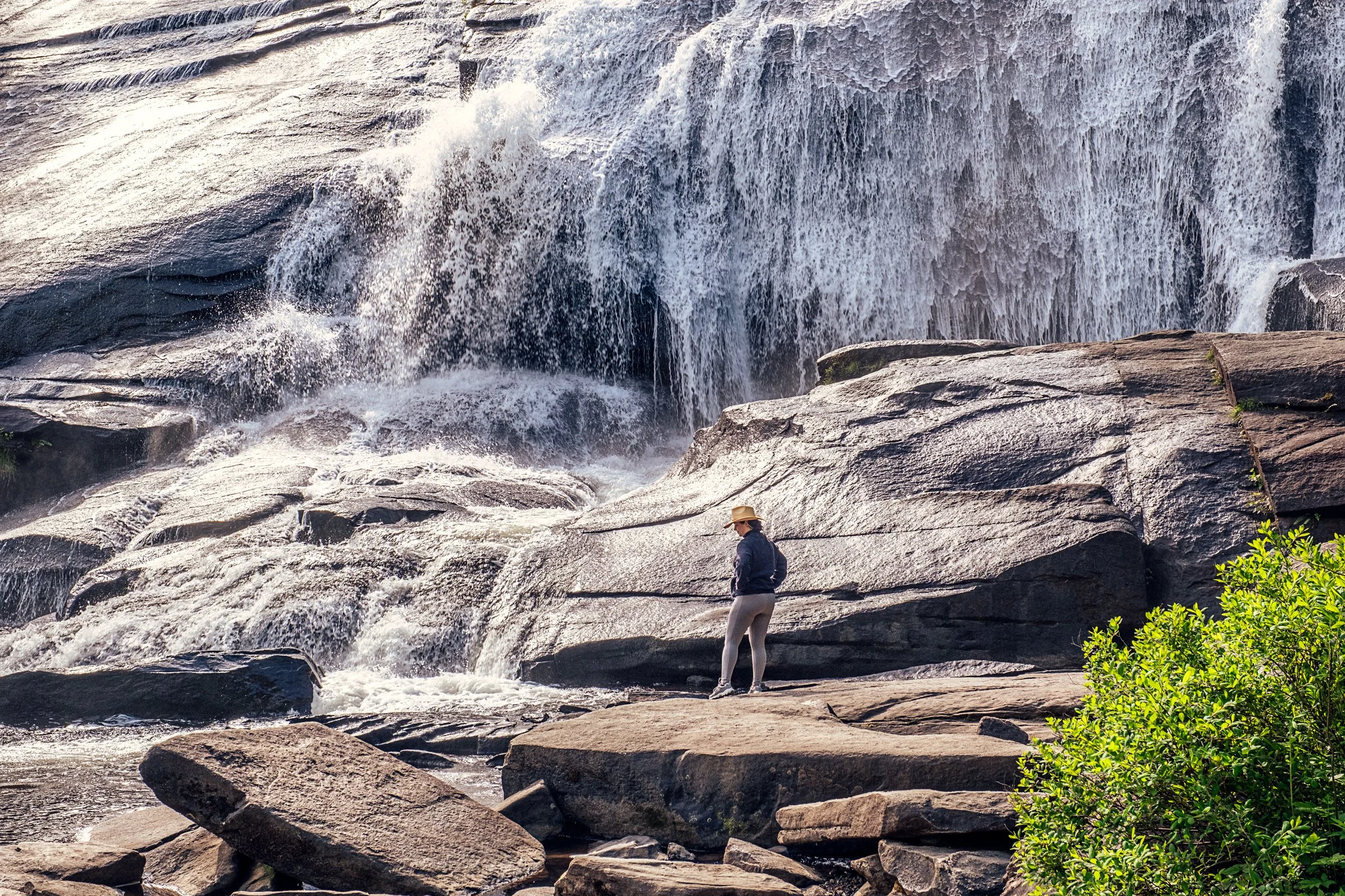 Hooker Falls and High Falls, two waterfalls in DuPont State Forest near Asheville, North Carolina. Photographed by Lange Photo Studio. 