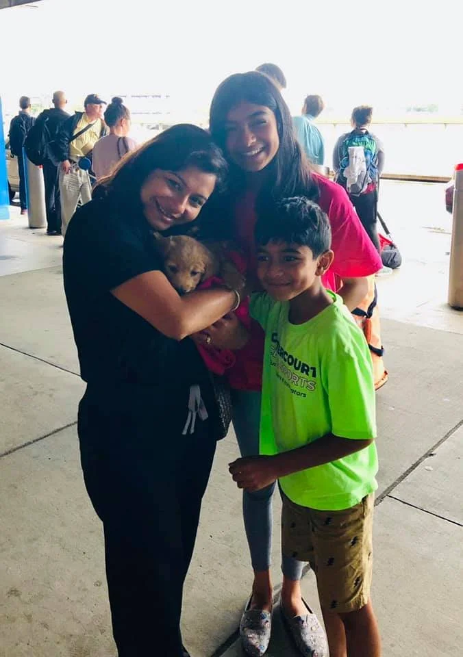 puppy with new family