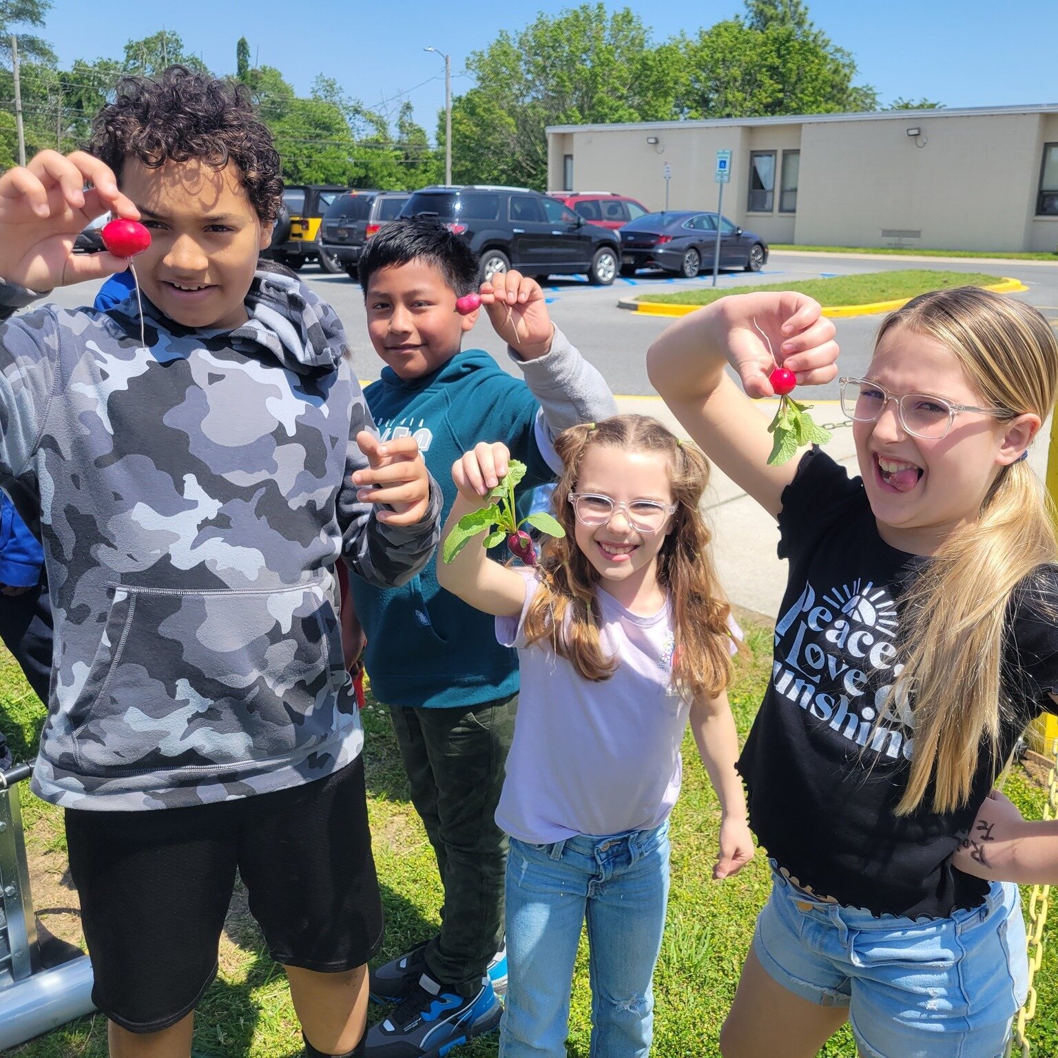 Students at East Millsboro Elementary sure knew what all the hype was about when they started harvesting their radishes! Students were practically begging to eat them fresh from the garden!

Just one of the many joys of life as we #veggiecatethefirst