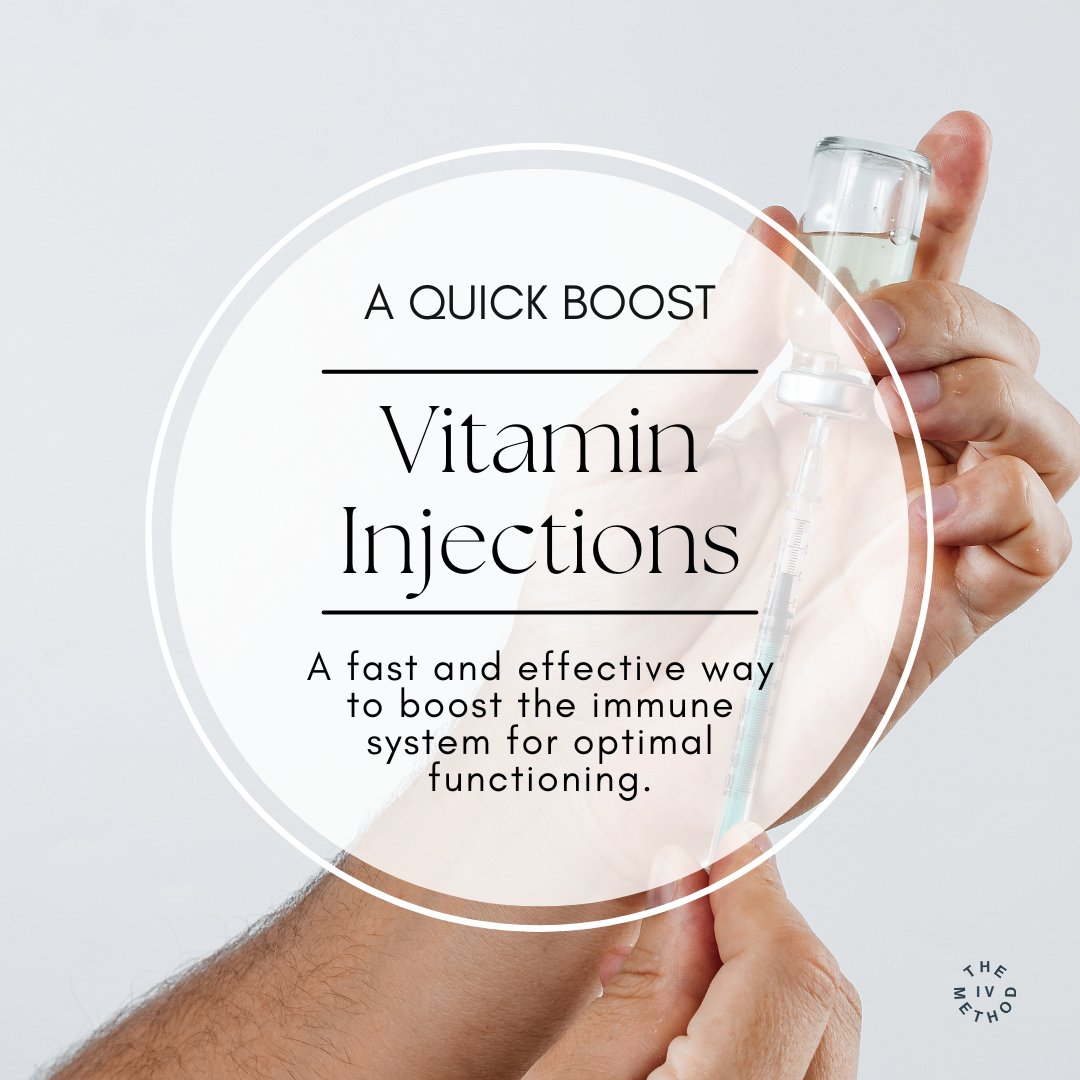 Vitamin injections are a quick and practical way to boost your immunity and energy 💧⚡️⁠
⁠
What are Intramuscular shots? IM injections are delivered directly to the muscle, which allows the molecules to be absorbed into the bloodstream over a sustain