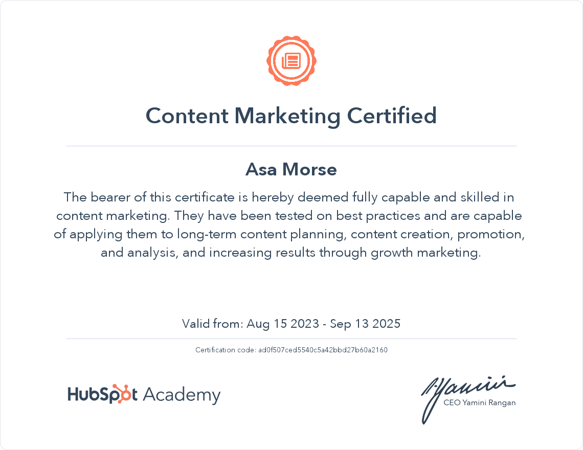 Hubspot Content Marketing Certificate.png