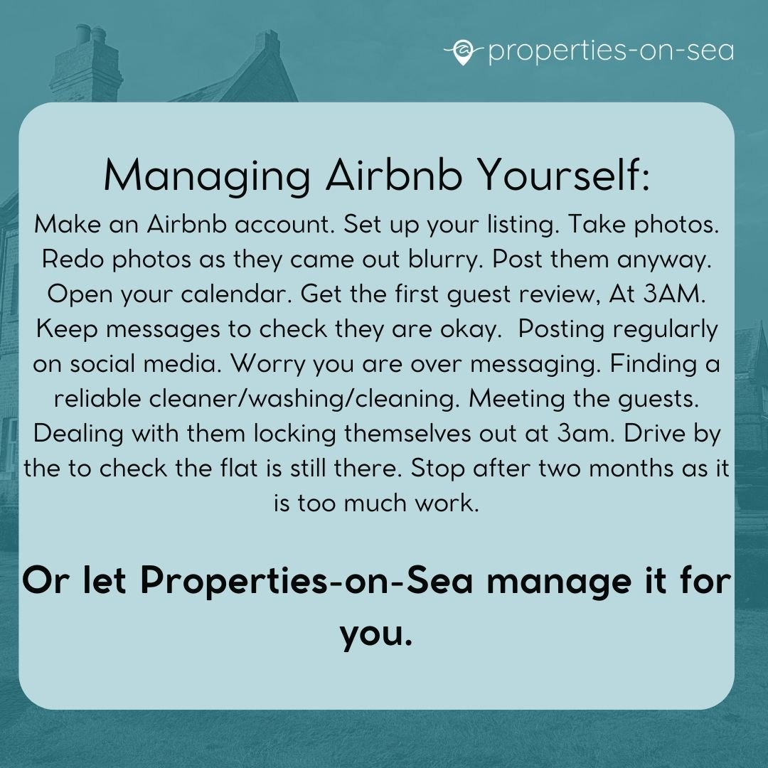 Want to take the stress out of managing your Airbnb so you have more time for you?  Or thinking of opening your empty property as an Airbnb but don't know where to start. Properties-on-Sea can manage your Airbnb, contact us today to manage your Airbn