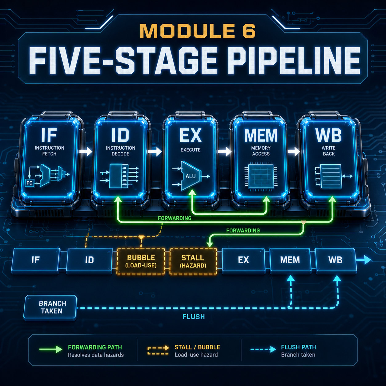 Module 6: Five-Stage Pipeline and Hazard Control