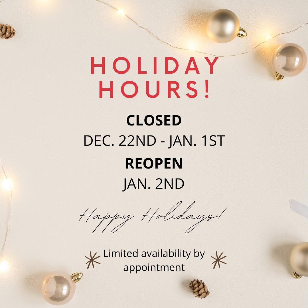 Scuba Bozeman will be closed Dec. 22nd-Jan. 1st. We will REOPEN Jan. 2nd and will return to regular hours.

There will be limited availability by appointment only. Contact dive@scubabozeman.com for inquiries.

#scuba #holidayhours #scubadiving #scuba