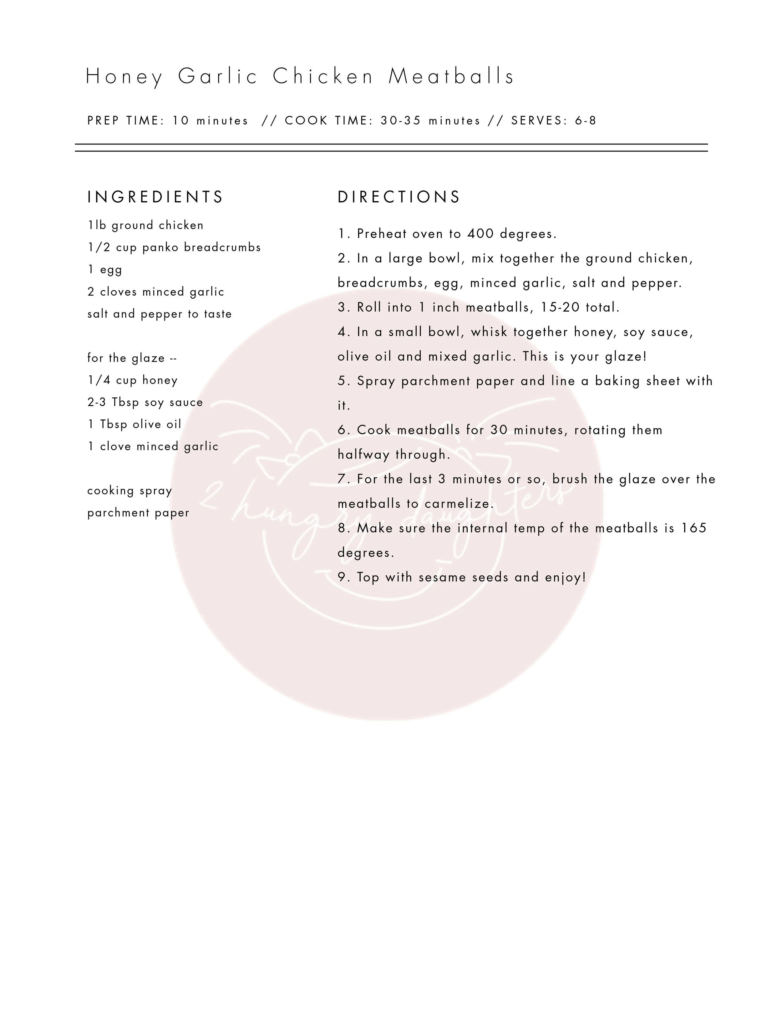 honey garlic chicken meatballs