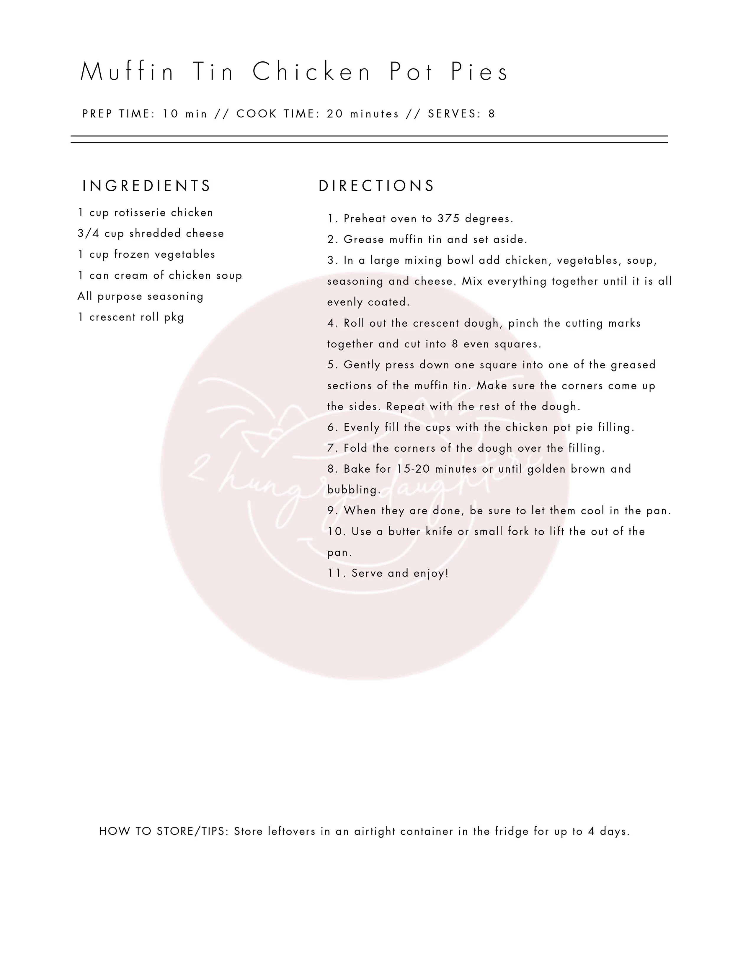 muffin tin chicken pot pies