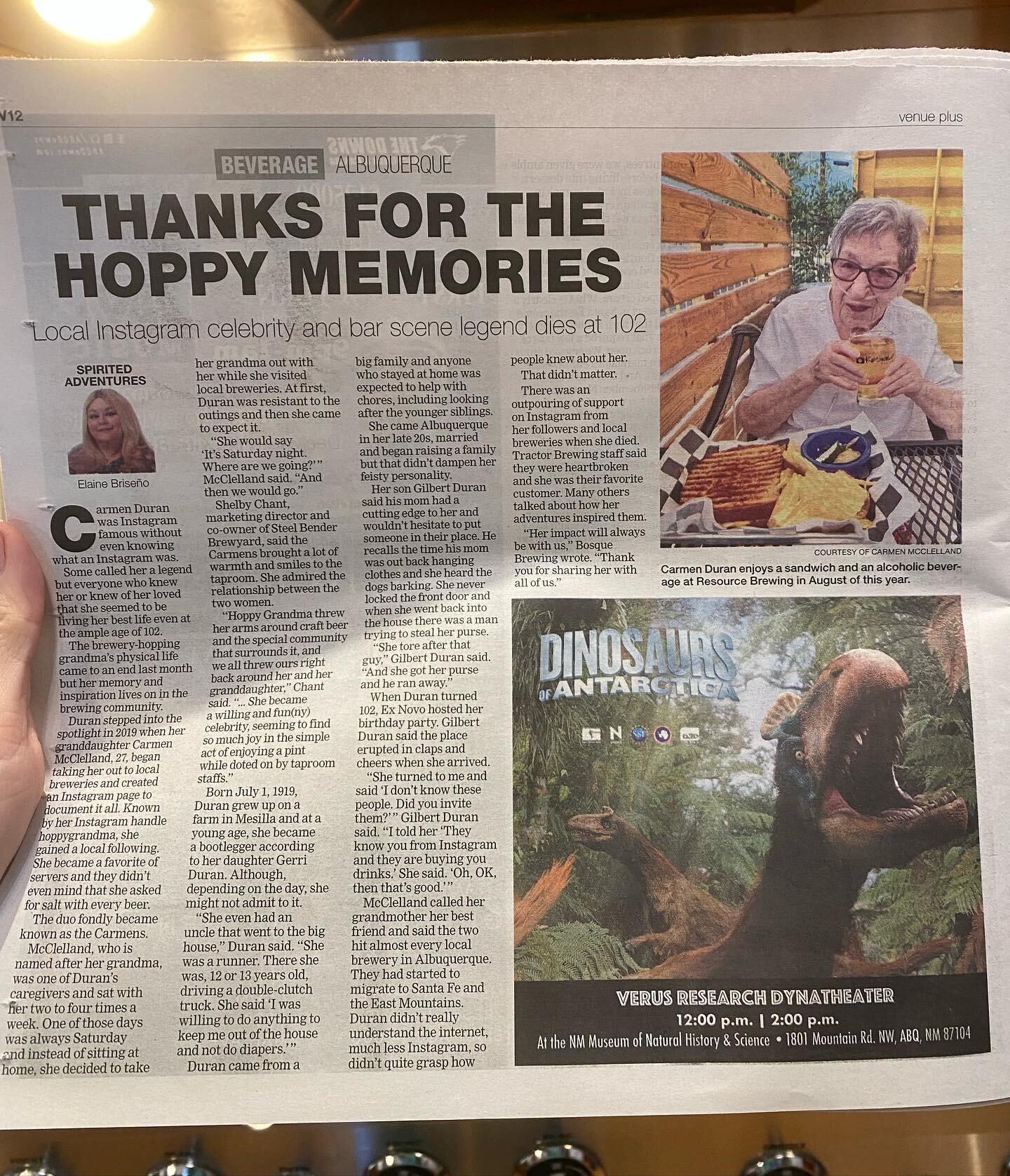 What an amazing story by @laneythegirl in the Albuquerque Journal this morning. She did an amazing job telling her story. Grandma is an amazing person, and I&rsquo;m so proud of her. Grandma is officially in print!!!! Seriously amazing and tearjerk q