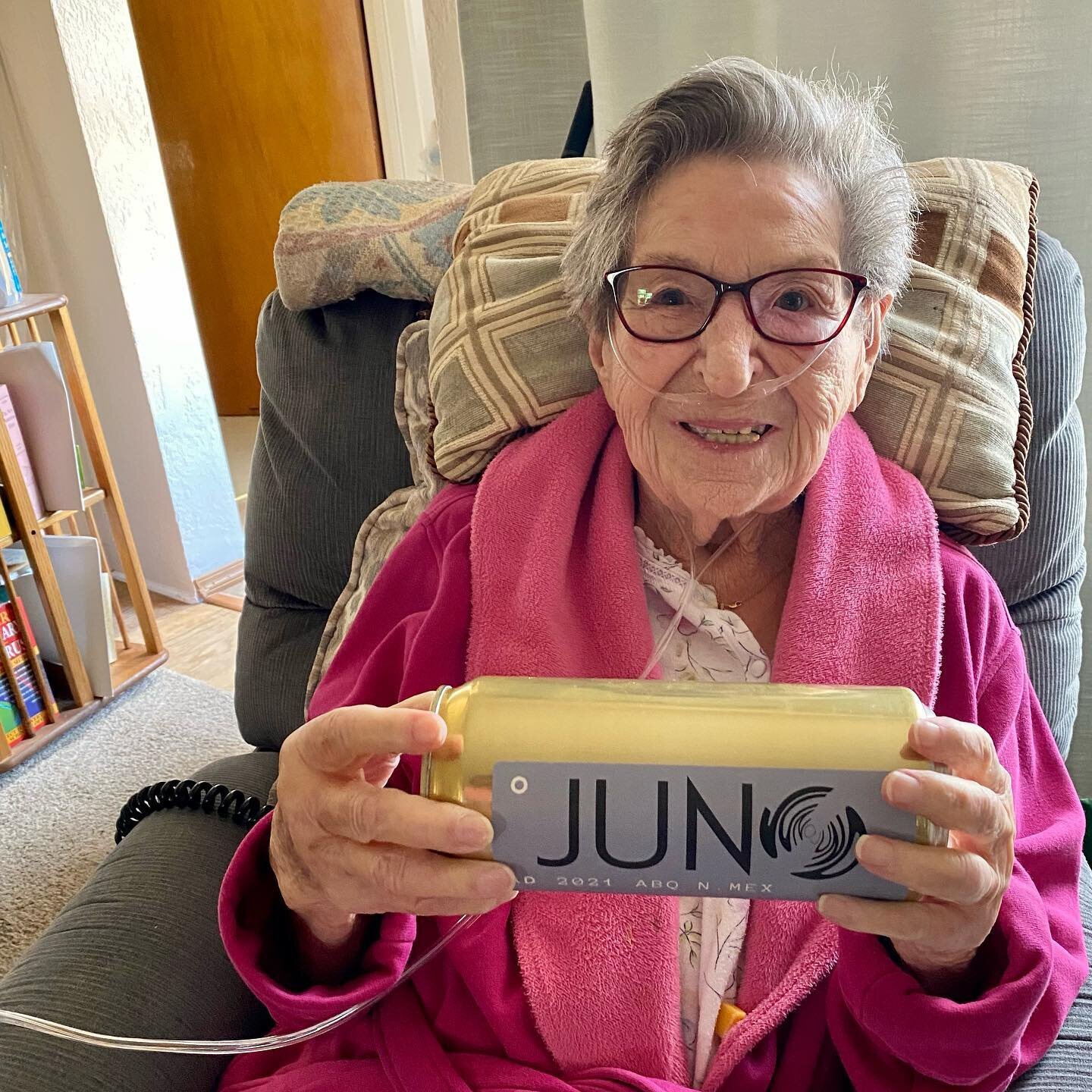 I stopped by @juno_abq for a beer with @lily.arite and Maxine gave grandma a little something for home ❤️ I got a little choked up when I showed her. So many of you care about her like she was your own&hellip; Thank you @juno_abq for always taking ca