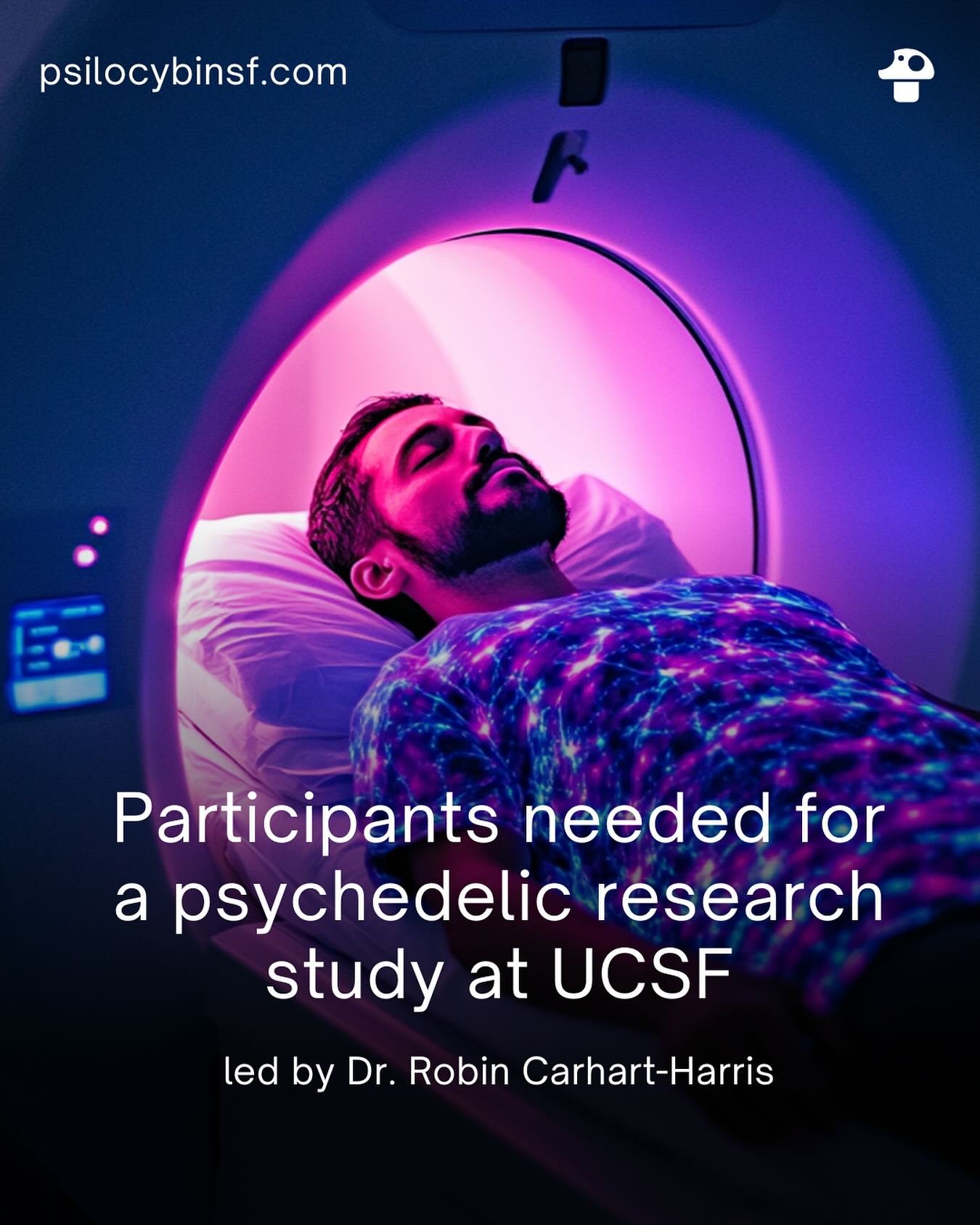 Psychedelic Study Participants Needed!

UCSF @ucsf is conducting a groundbreaking clinical trial and they&rsquo;re looking for participants like you! 🧠💫

Key Details:
👉 Study Focus: Understanding the impact of psilocybin on mental health.
👉 Lead 