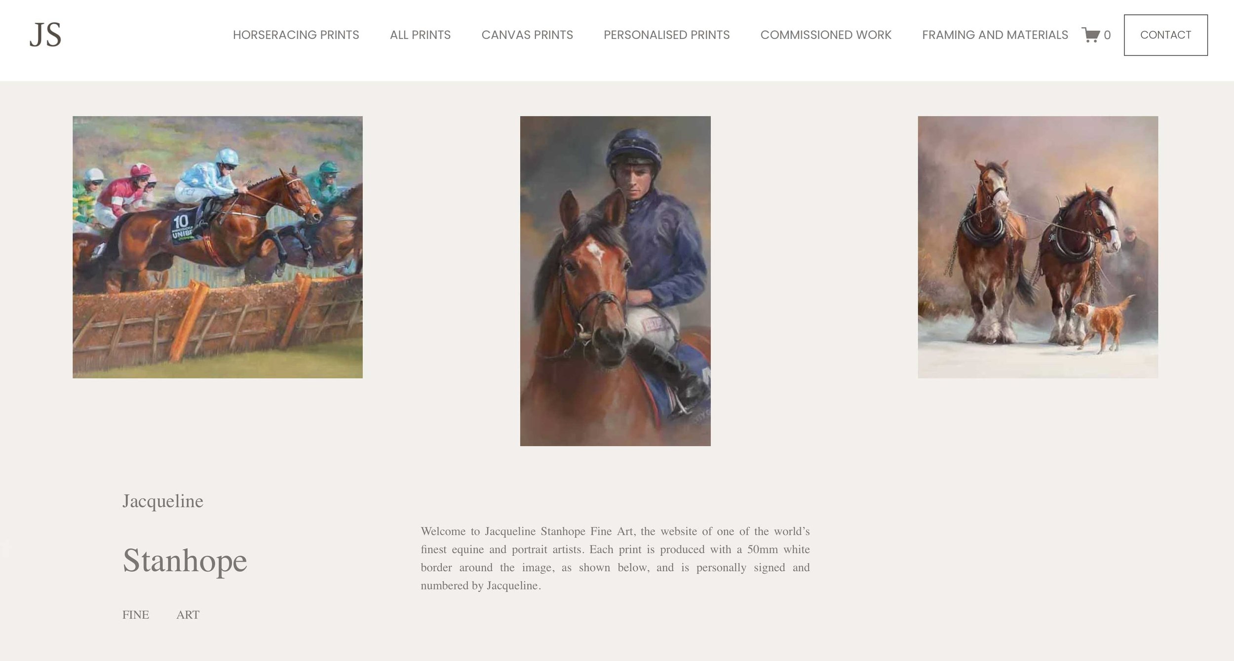 Our latest completed Squarespace website design. Jacqueline Stanhope and her fine art paintings of horses.