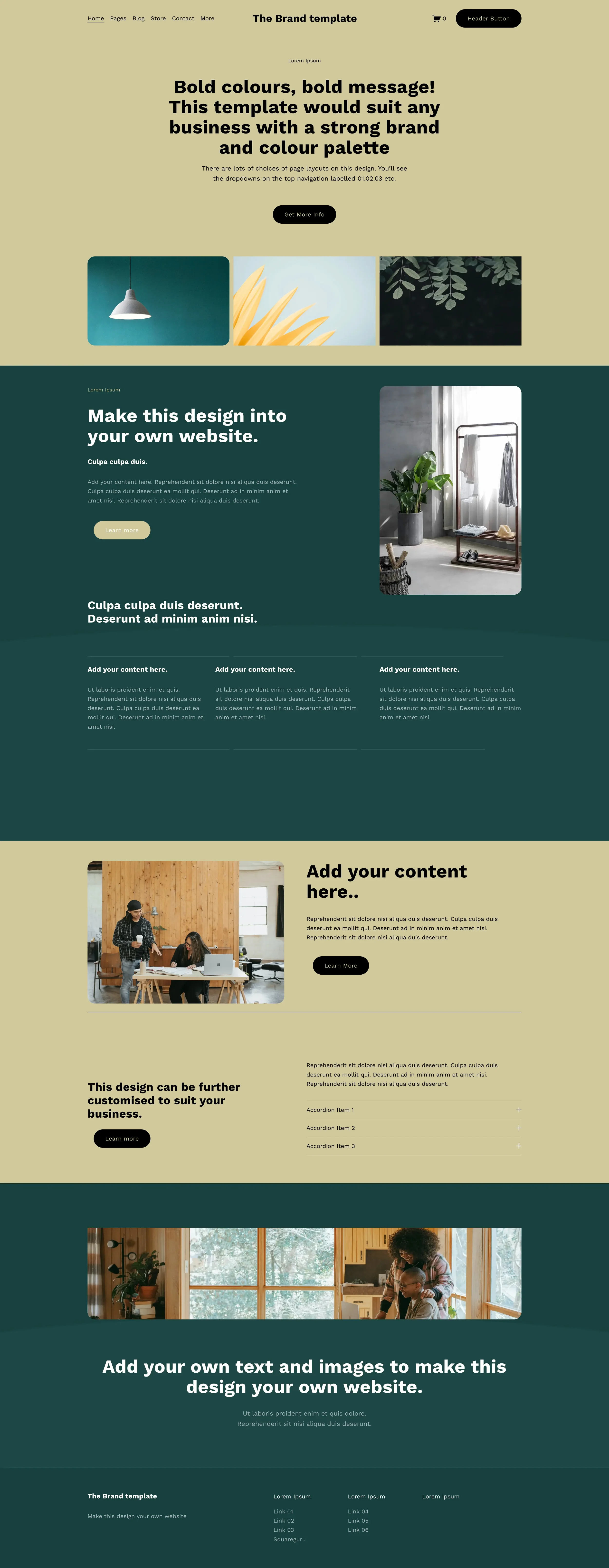 The Brand - Squarespace website template for a media business, artist or business that needs a strong simple design.
