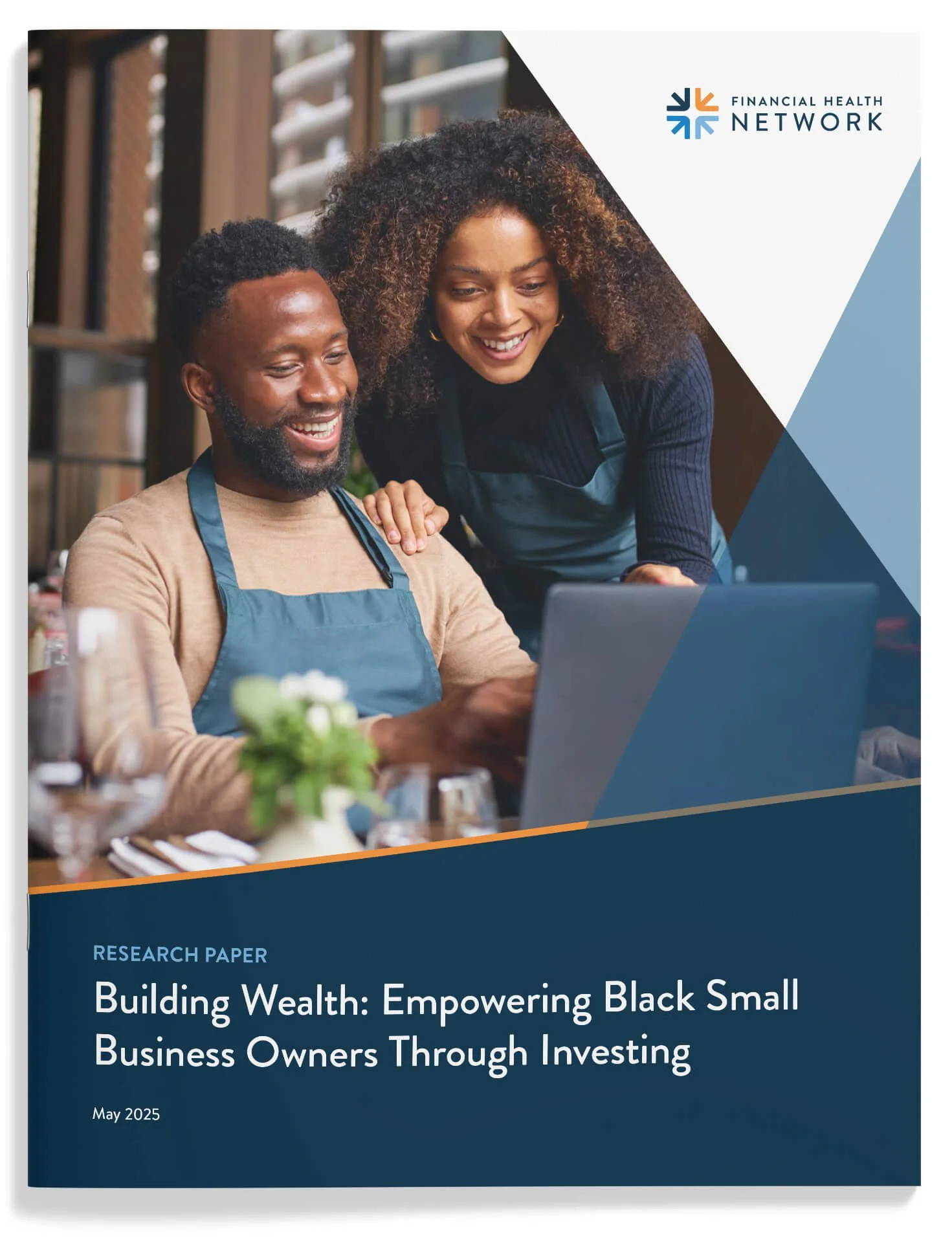 Building Wealth report cover with Black small business owners on a laptop