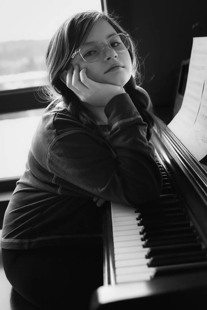 headshot of musician, instrument, children, tweens