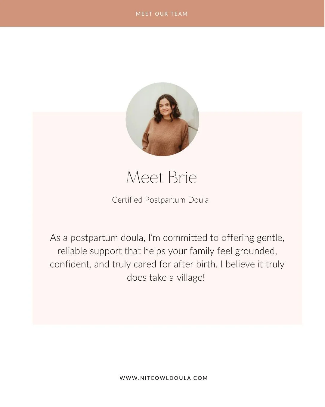 Meet Brie &mdash; Our Newest Postpartum Doula!

We&rsquo;re so excited to welcome Brie to the Nite Owl Doula team! Brie brings a calm, nurturing presence and a deep passion for supporting families during the postpartum period. Her focus is on creatin