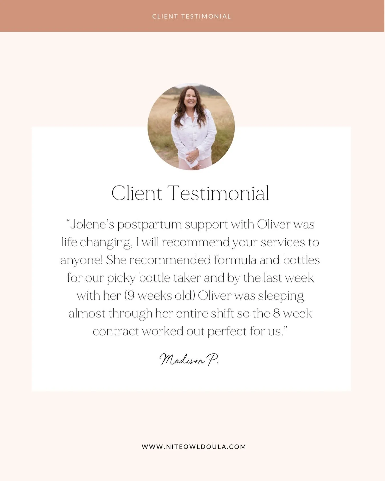 We love our client feedback!
And we love Jolene!

#postpartumdoula #postpartumdoulas #clienttestimonial #newborn