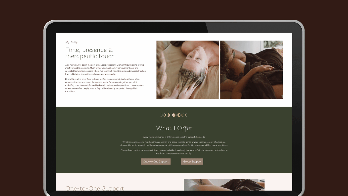 Muted, minimal feminine website design nz