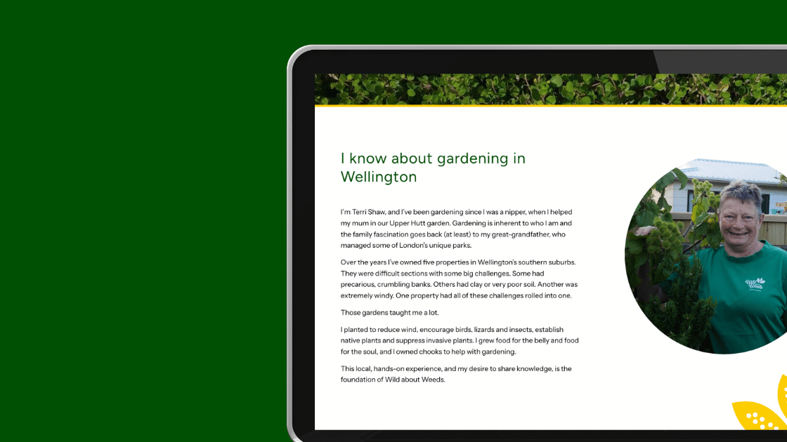 Bright and colourful website design for gardeners NZ