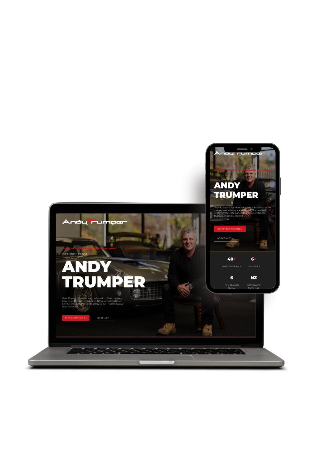 ANDY TRUMPER website design NZ