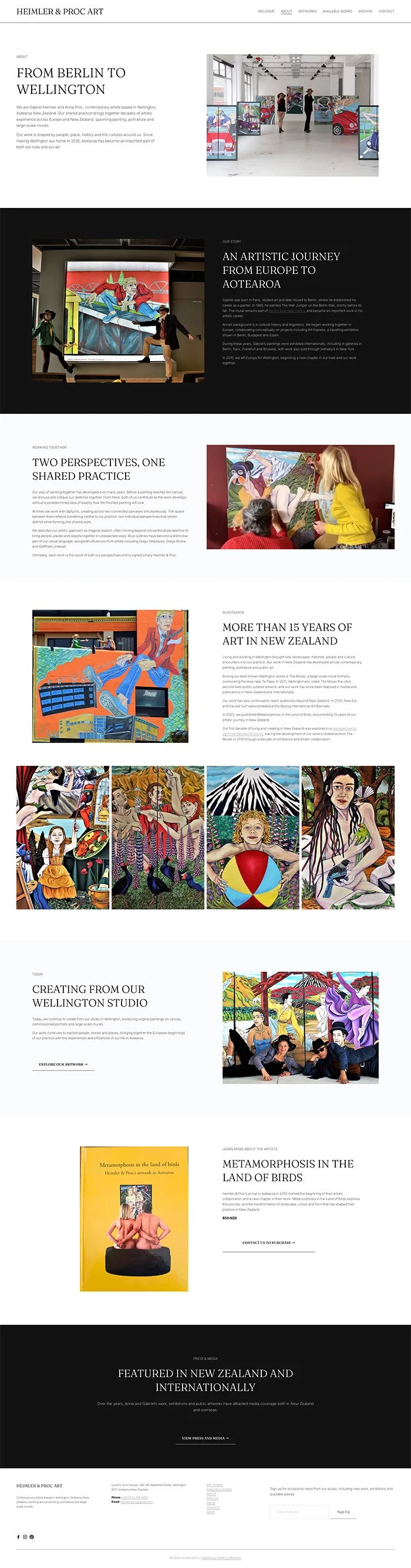 About page design for artist website