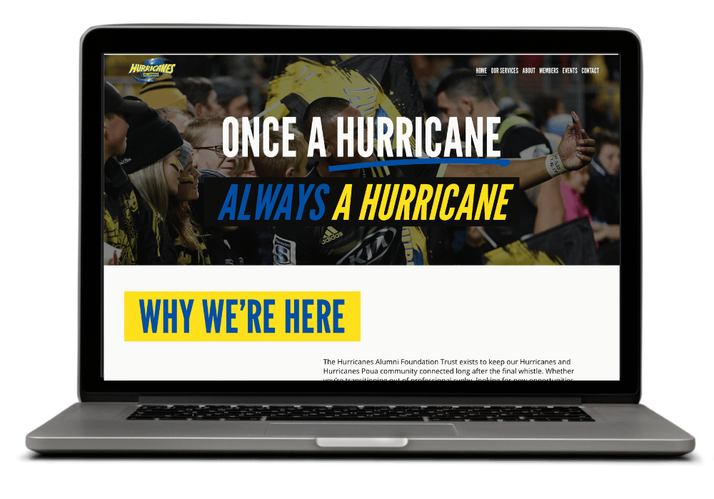 Hurricane alumni website on screen