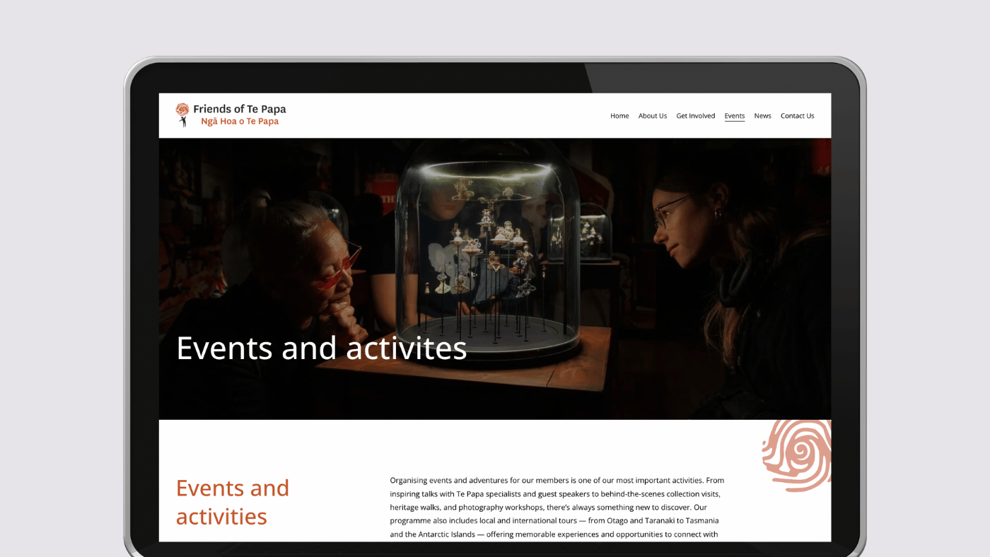 Not for profit events page design NZ