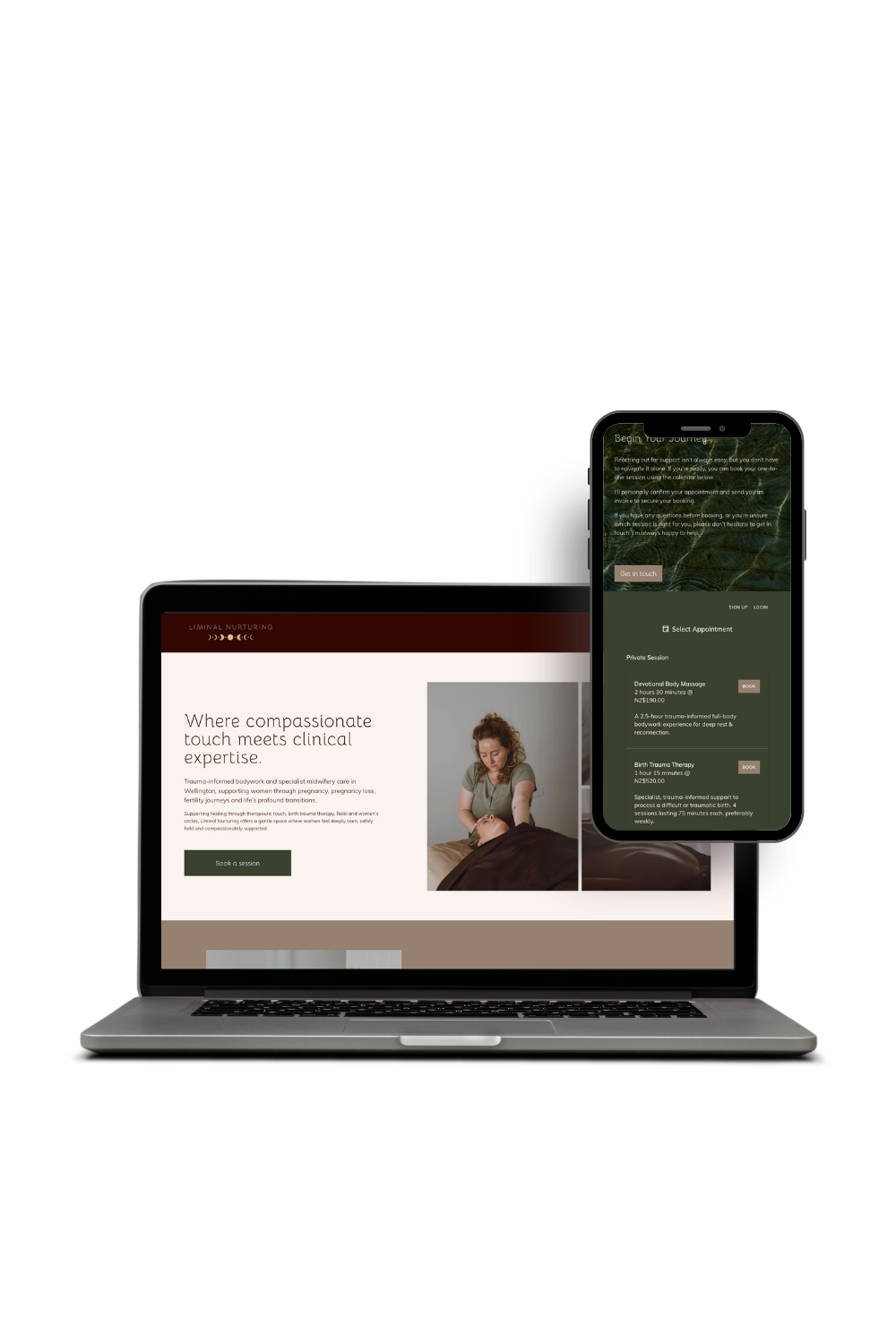 Squarespace website for pregnancy trauma services wellington