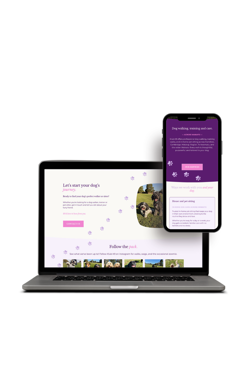 Small dog walking business website design NZ